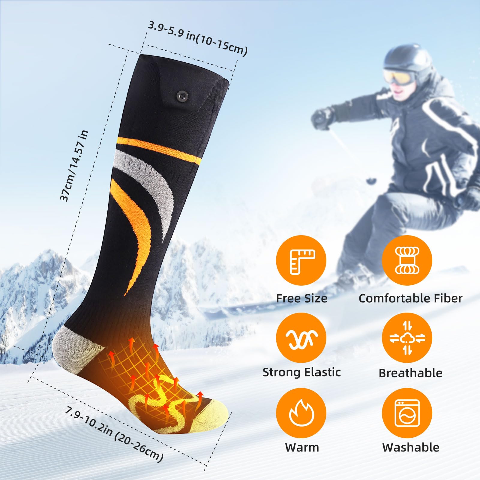 Chaussettes Chauffantes Rechargeables - 3 Températures Réglables Pour Hommes Et Femmes