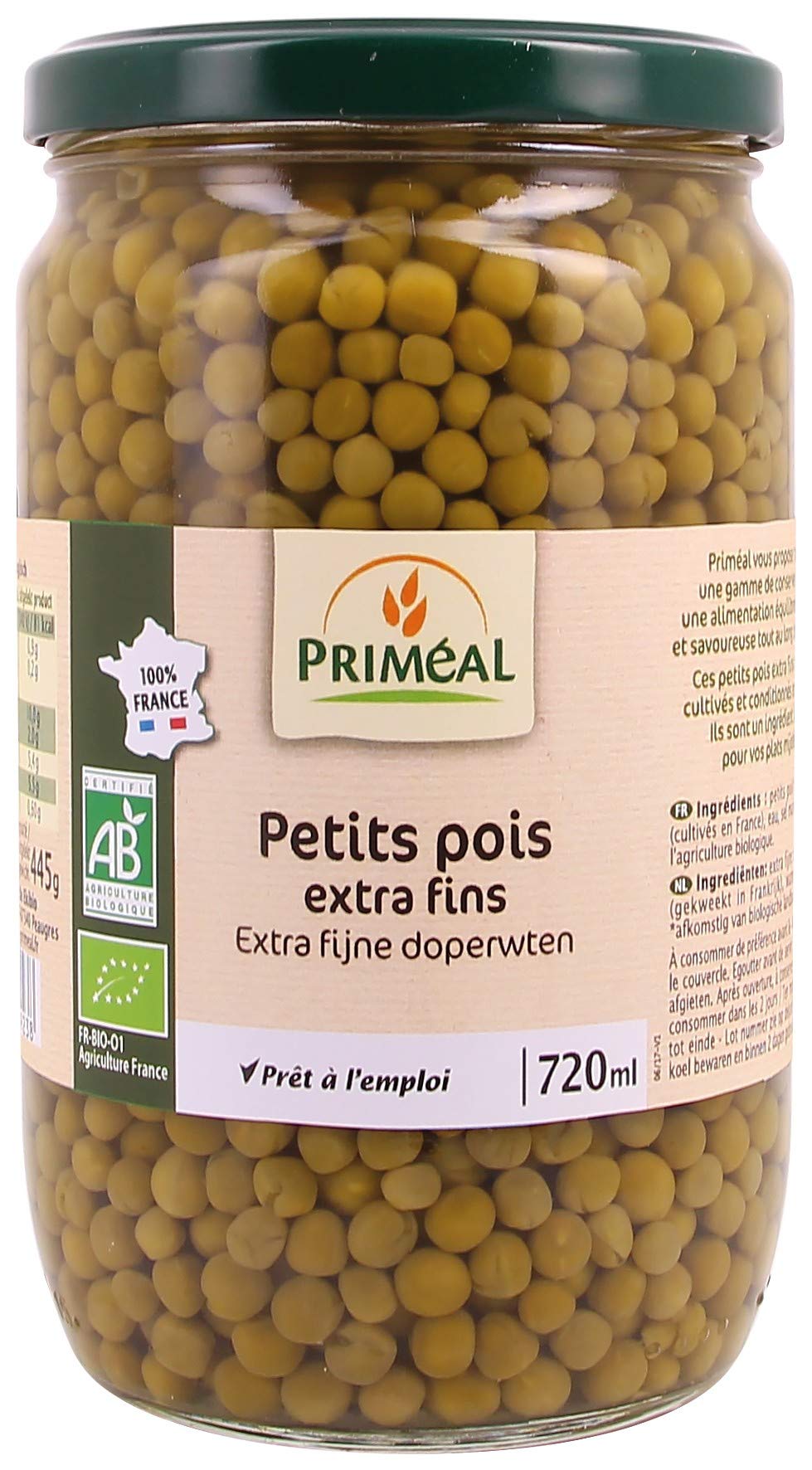 Priméal Petits Pois Extra Fins France 720 g