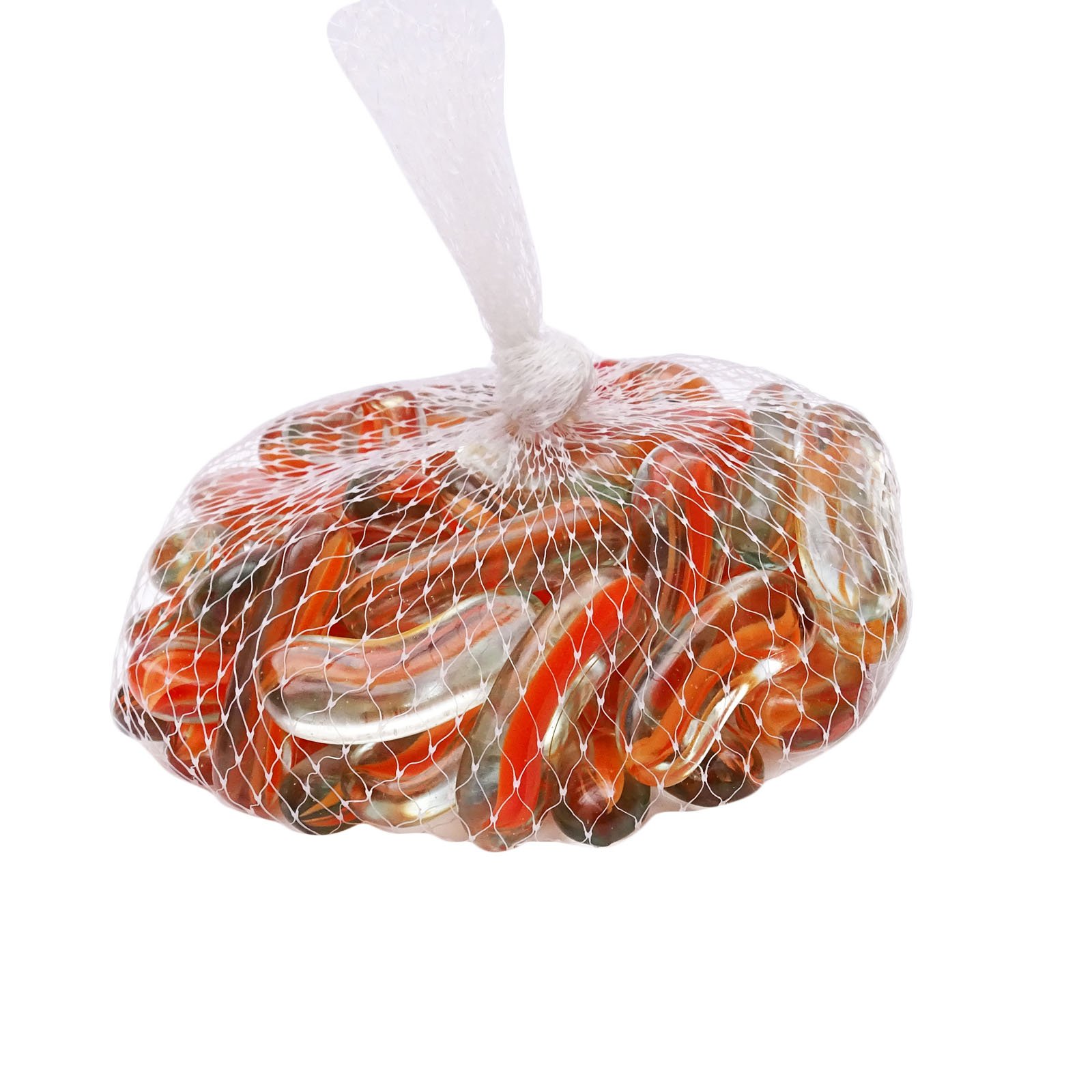 ibaexports Orange Swirl Stone Marble Aquarium Decoration Home Decor Flat Bottom Glass 45 Pieces