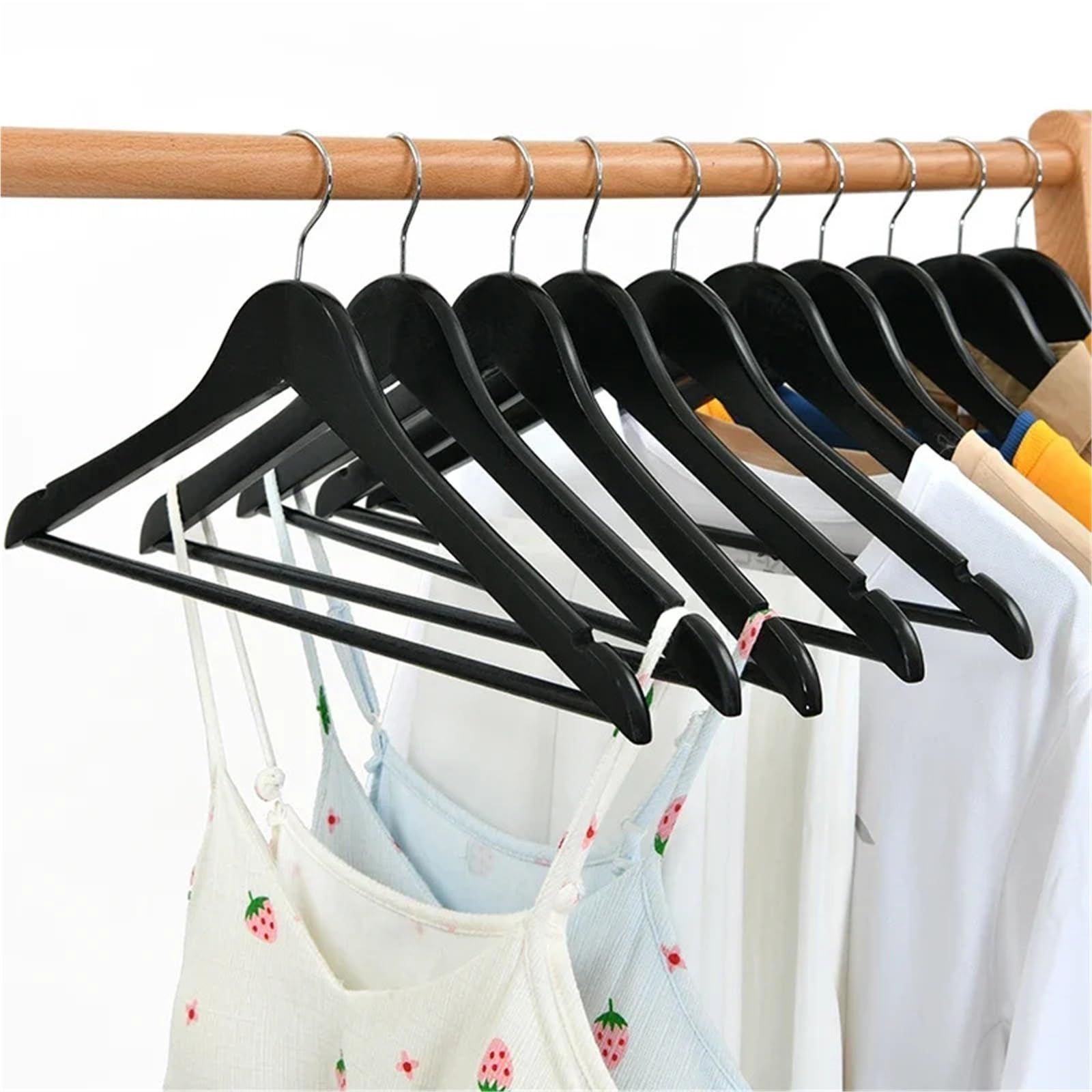 Perchas Ropa Perchas De Madera For Abrigos, Chaquetas, Trajes, Ganchos Giratorios Alta Resistencia(Black(10Pcs) B2)