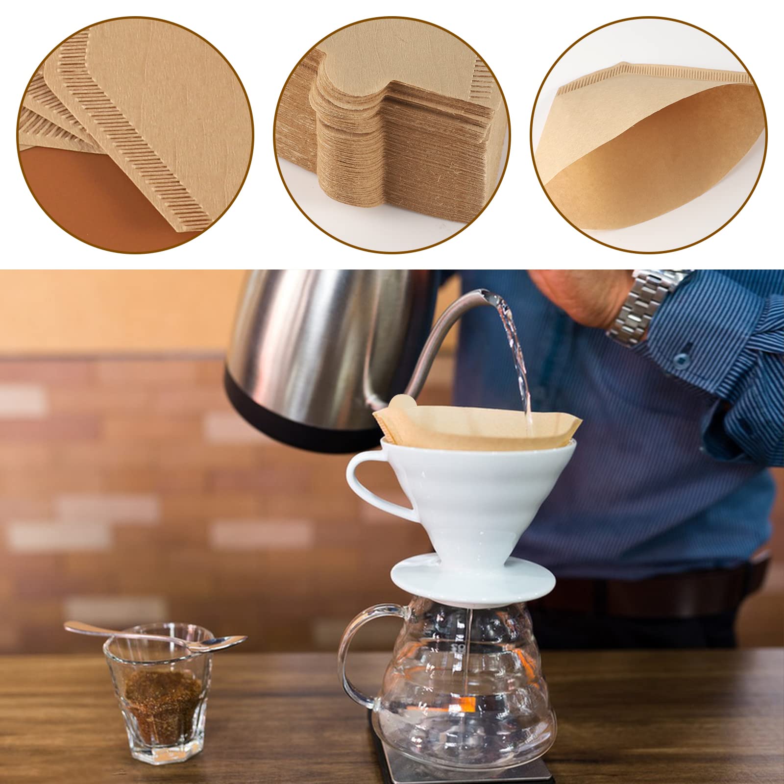 160 sztuk filtrów do kawy, rozmiar 4, U, akcesoria do kawy, biura, kubek filtrujący, filtr ręczny (8-12 filiżanek)