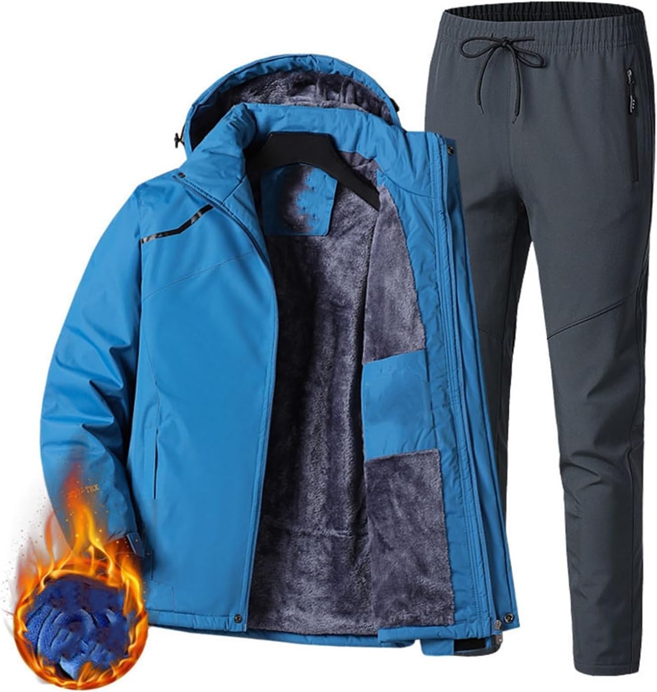 Men's Winter Snowsuit, Trendy Loose and Insulated Windproof Waterproof Ski Jacket and Pants Set