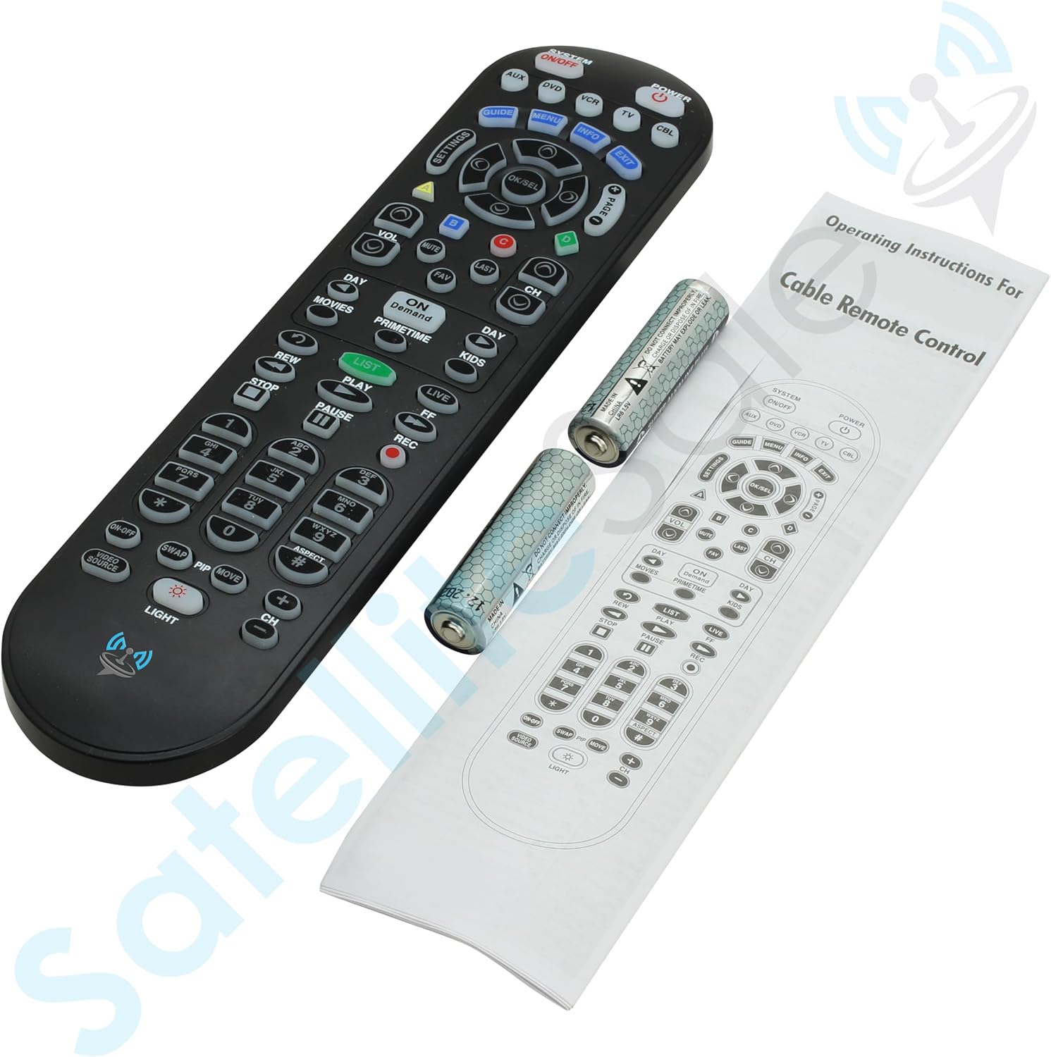 SatelliteSale Remote Control Replacement UR5U-8780L Clikr5 Compatible with Spectrum/Charter Cable Set-Top Boxes, TVs, and Audio Devices - Matte Black ABS Plastic RC with Batteries Included