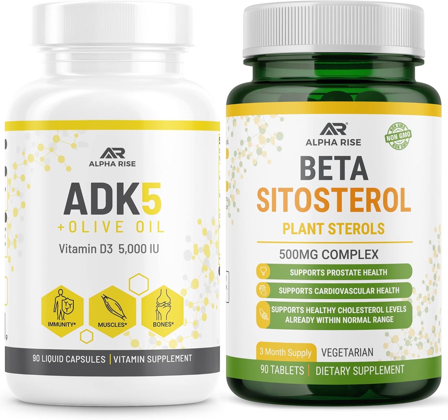 Amazon.com: ALPHA RISE ADK 5 Vitamin Supplement + Beta Sitosterol ...