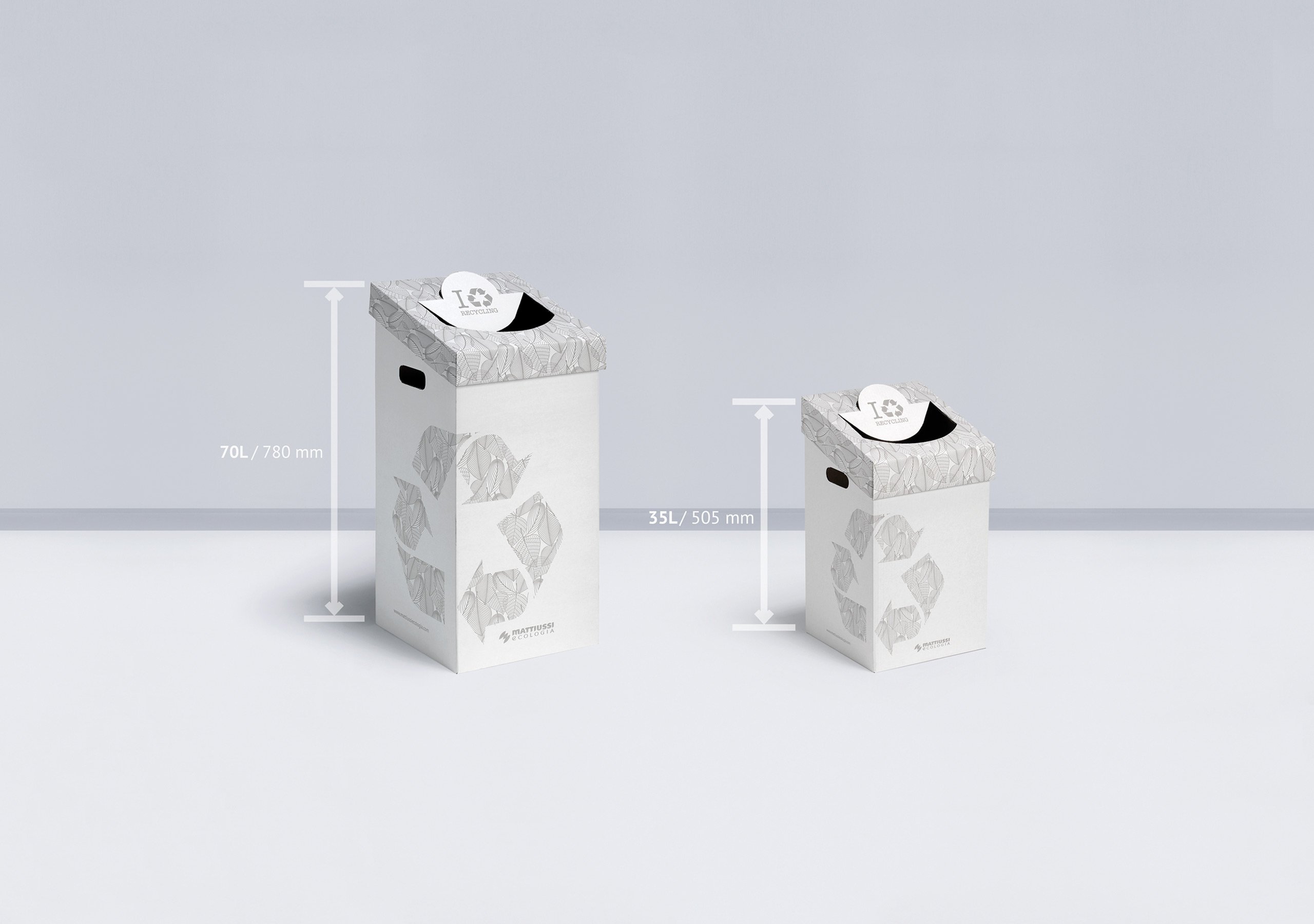 MATTIUSSI CART-ONE 70 litri: contenitore in cartone per la raccolta differenziata (5 pezzi, bianco)