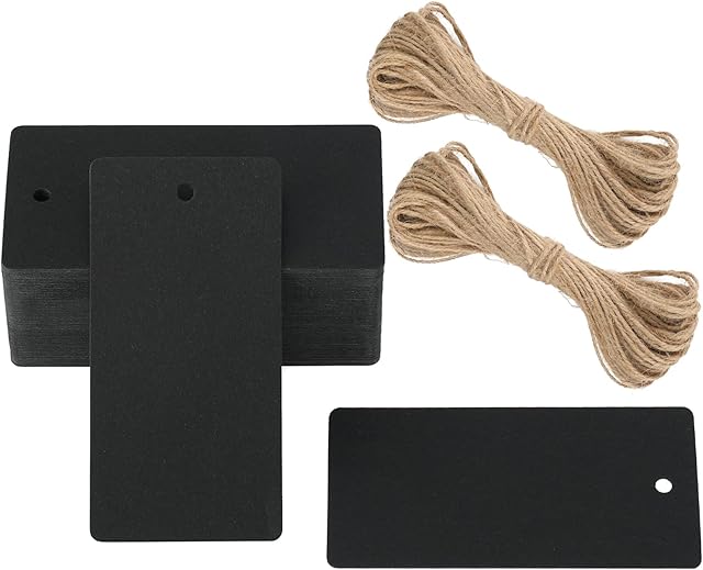 Gift Kraft Paper Tags, 4.5 x9 CM Luggage Wedding Labels, 300g/m² Large Blank Tags with String, 100 PCS