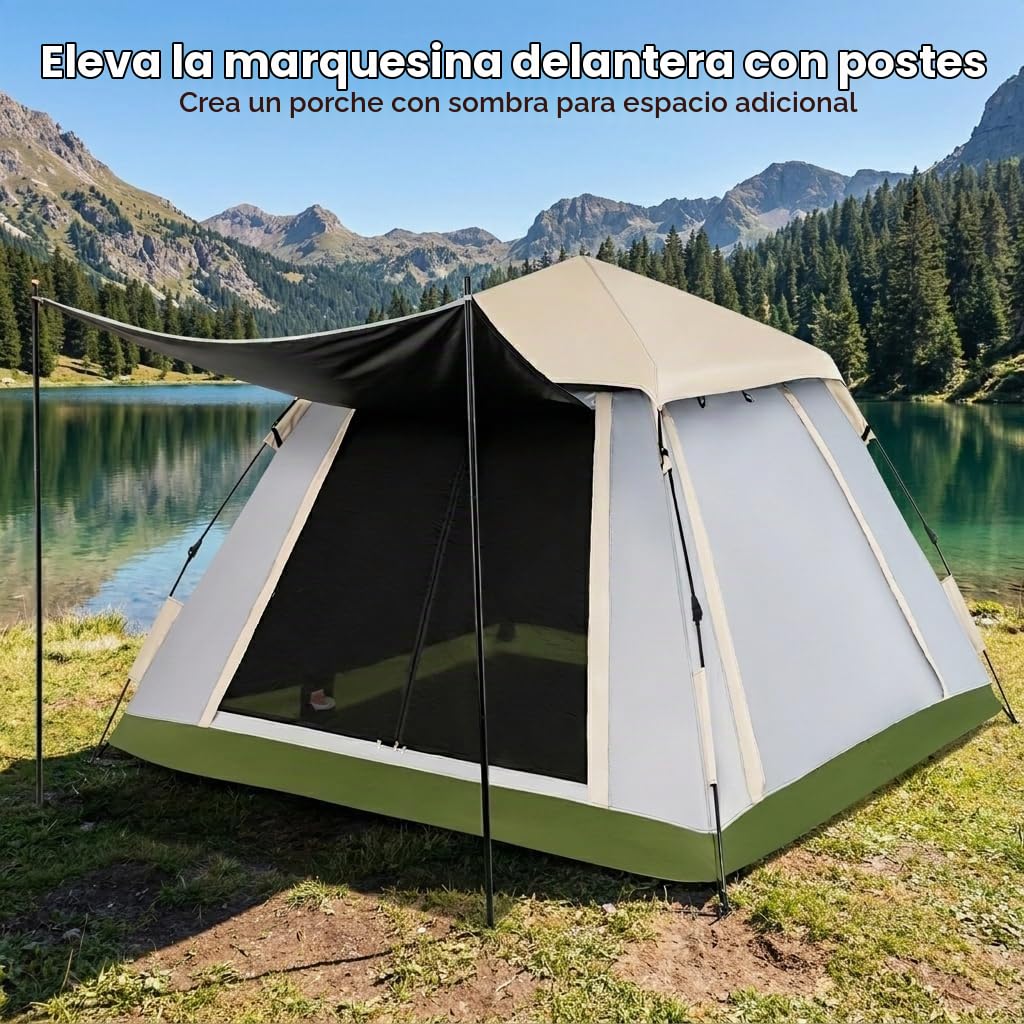 GOPLUS Tienda de Campaña Pop-up para 2-4 Personas, Tent Instantánea para Playa, Impermeable 2000 mm, Tela Oxford y Varilla de Fibra de Vidrio, Protección 50+ para Camping Pesca, 235 x 235x170 cm
