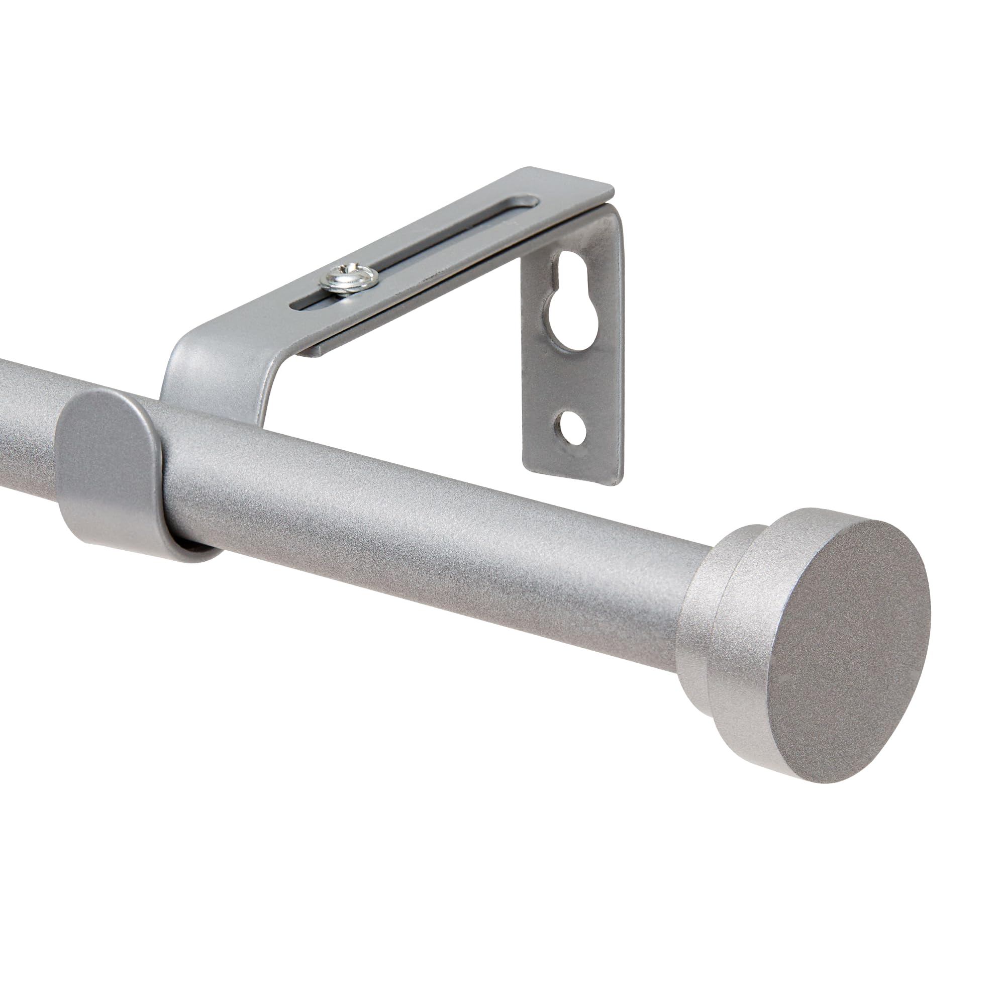 Barra de cortina telescópica (plateada) con juego de herrajes de acero inoxidable, 67-147 cm, adecuado para baño, dormitorio, estudio y ventanas