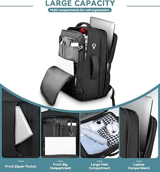 AREYTECO Large Travel Backpack, Carry on Backpack, 40L Expandable Airline Approved Travel Backpack for Men & Women, 17.3 inch, Travel Backpacks