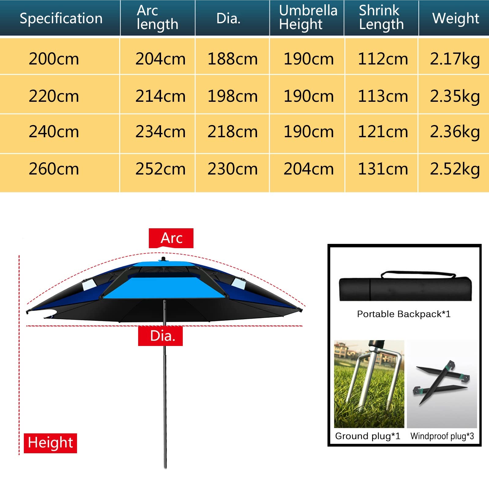 Parasol ogrodowy Parasol wędkarski Parasol Osłona przeciwsłoneczna - z akcesoriami wędkarskimi - Parasole ogrodowe Przeciwdeszczowe - 99% ochrona przeciwsłoneczna używana na zewnątrz Kemping