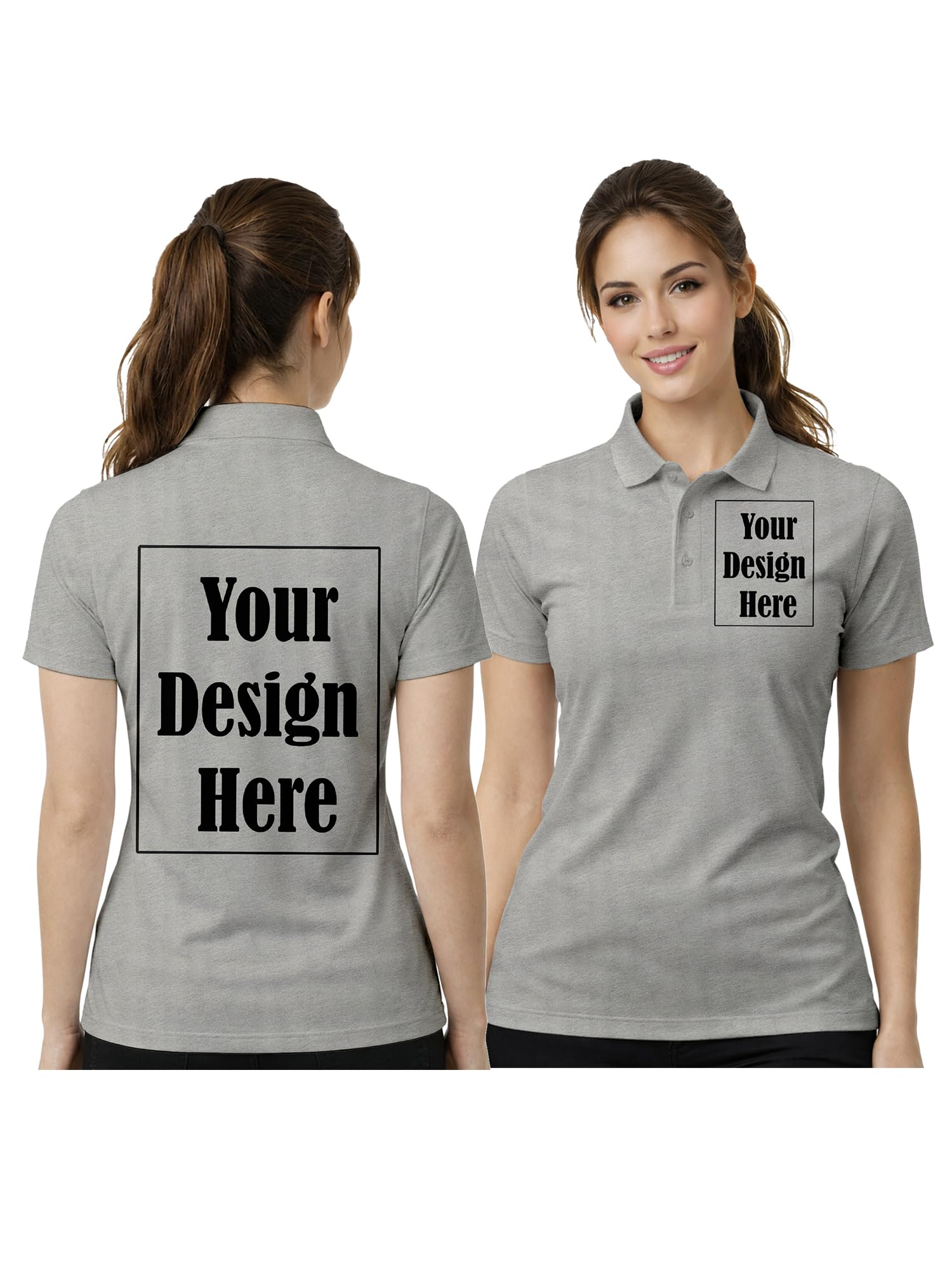 enciger Womens Custom Polo T-Shirt Front & Back Print Personalized Logo Text Photo Premium Cotton Collared Tee for Office, Events & Gifting-picture-48