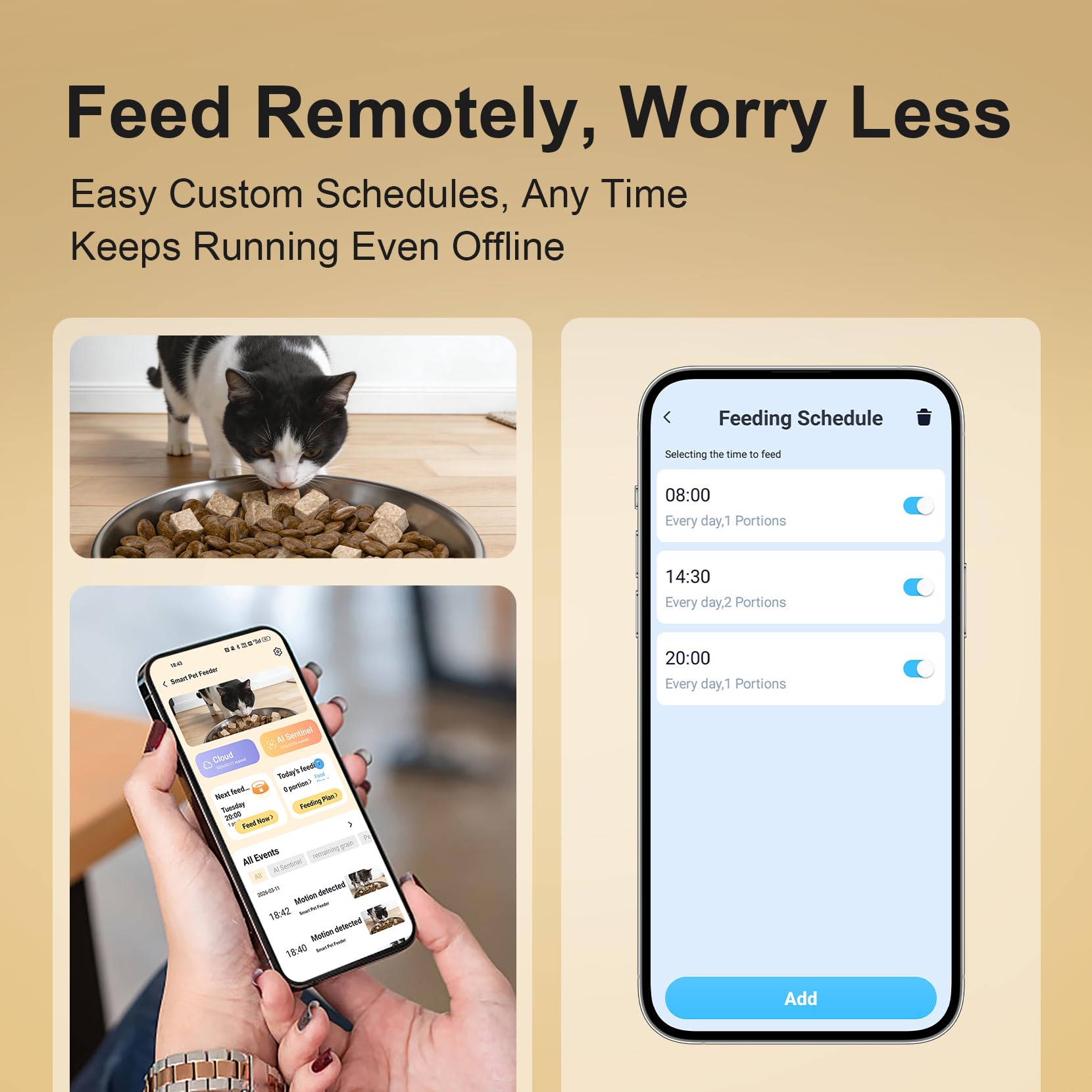 Automatic Cat Feeder with 2K Camera, 5G WiFi 6.5L Smart Pet Feeder for Cat & Small Dog, Automatic Dog Feeder with Night Vision, 2-Way Audio, Motion Detection, Feeding Schedule & App Control — view 4