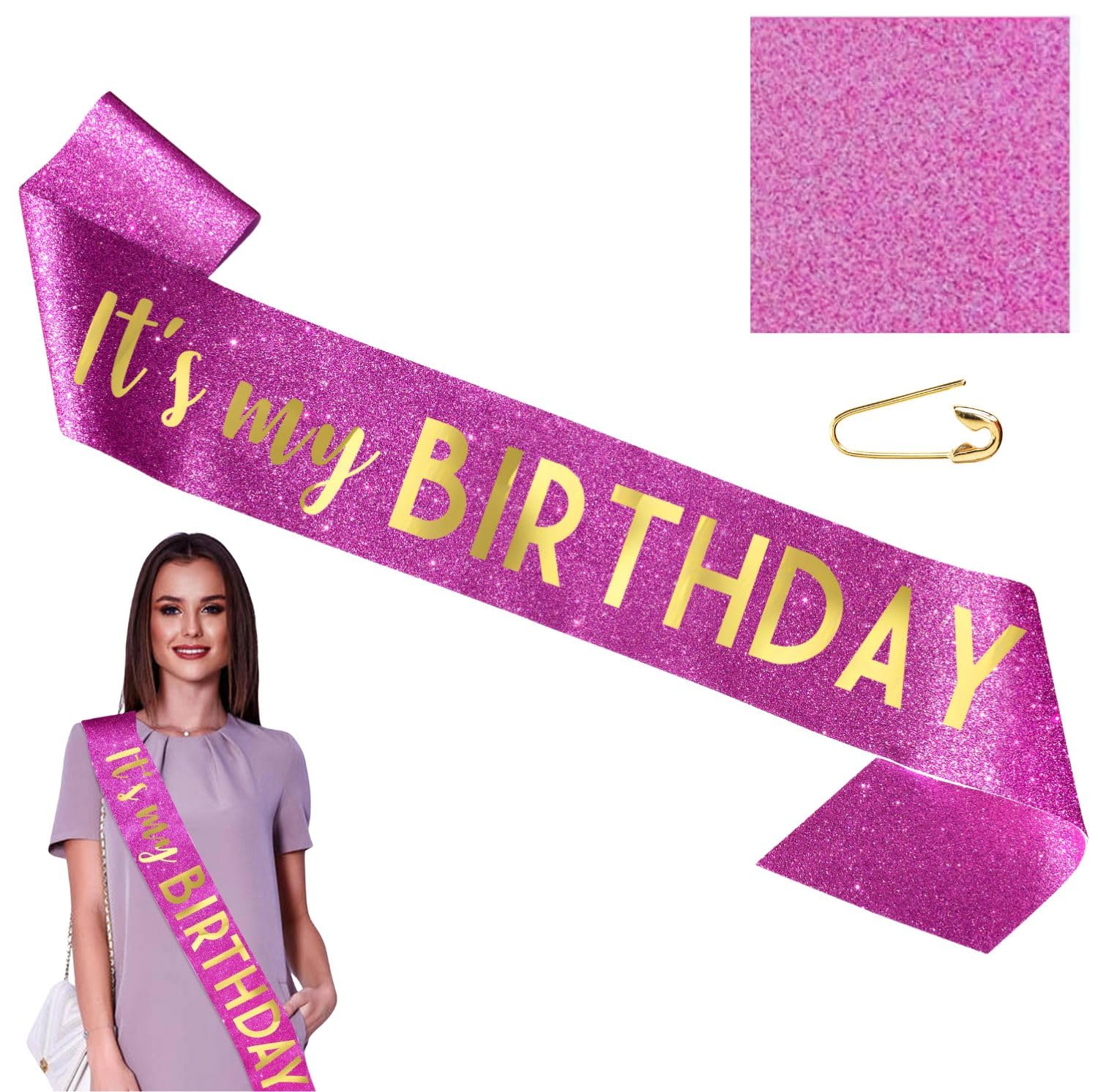 Purple Birthday Sash - "It's My Birthday" Sash - Birthday Decorations for Women, Birthday Girl, Birthday Accessories - Birthday Decorations, Its My