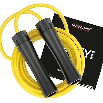 High Activity Polyvinyl Chlorine-Adjustable Heavy Jump Rope For Men,Women&Children-Heavy Skipping Rope For Men&Women Exercise Workout,Endurance&Weight Loss-Tangle Free Jumping Rope-10 Feet-Pop Yellow - image, photos