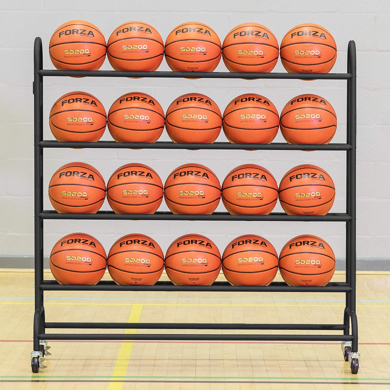 FORZA Basketball Ballregal aus Stahlrohr - der perfekte Ballwagen für Sporthallen, Schulen und Sportsclubs - EIN Sportsgeräte-Regal - 20 oder 40 Bälle Kapazität (20 Bälle Kapizität)