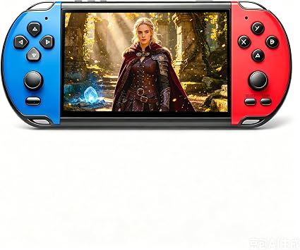HLF Multi-Function 5.1 Inch Video Game Console Built-in 4000 Retro Games Portable Handheld Support Arcade MAME Multiple Emulator Games Archiveable MP3/4 E-Book Men/Kids (Bluered)