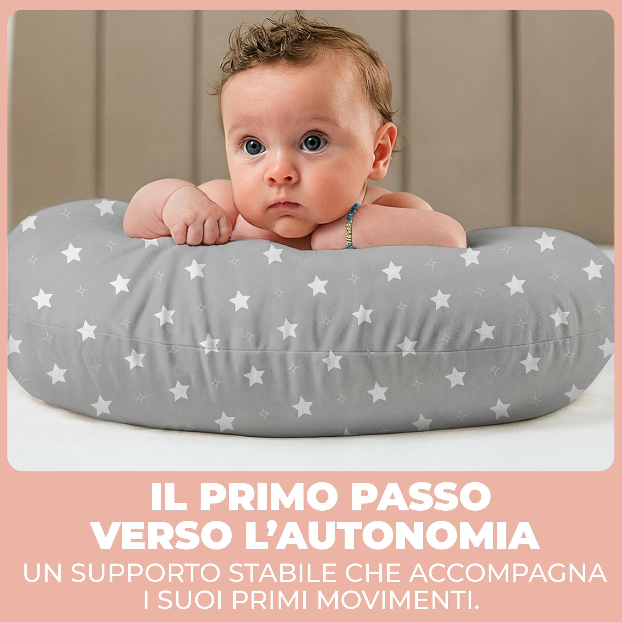 Cuscino Allattamento e Gravidanza Ciambella Allattamento Neonato con Federa in 100% Cotone e Morbido Riempimento Supporto Ergonomico alla Schiena Idea Regalo per Neo Mamme Accessorio Premaman Lavabile