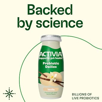 Activia Probiotic Dailies Vanilla Low Fat Yogurt Drinks, Delicious Daily Probiotic Yogurt Drinks to Help Support Gut Health, 3.1 fl oz, 8 Count