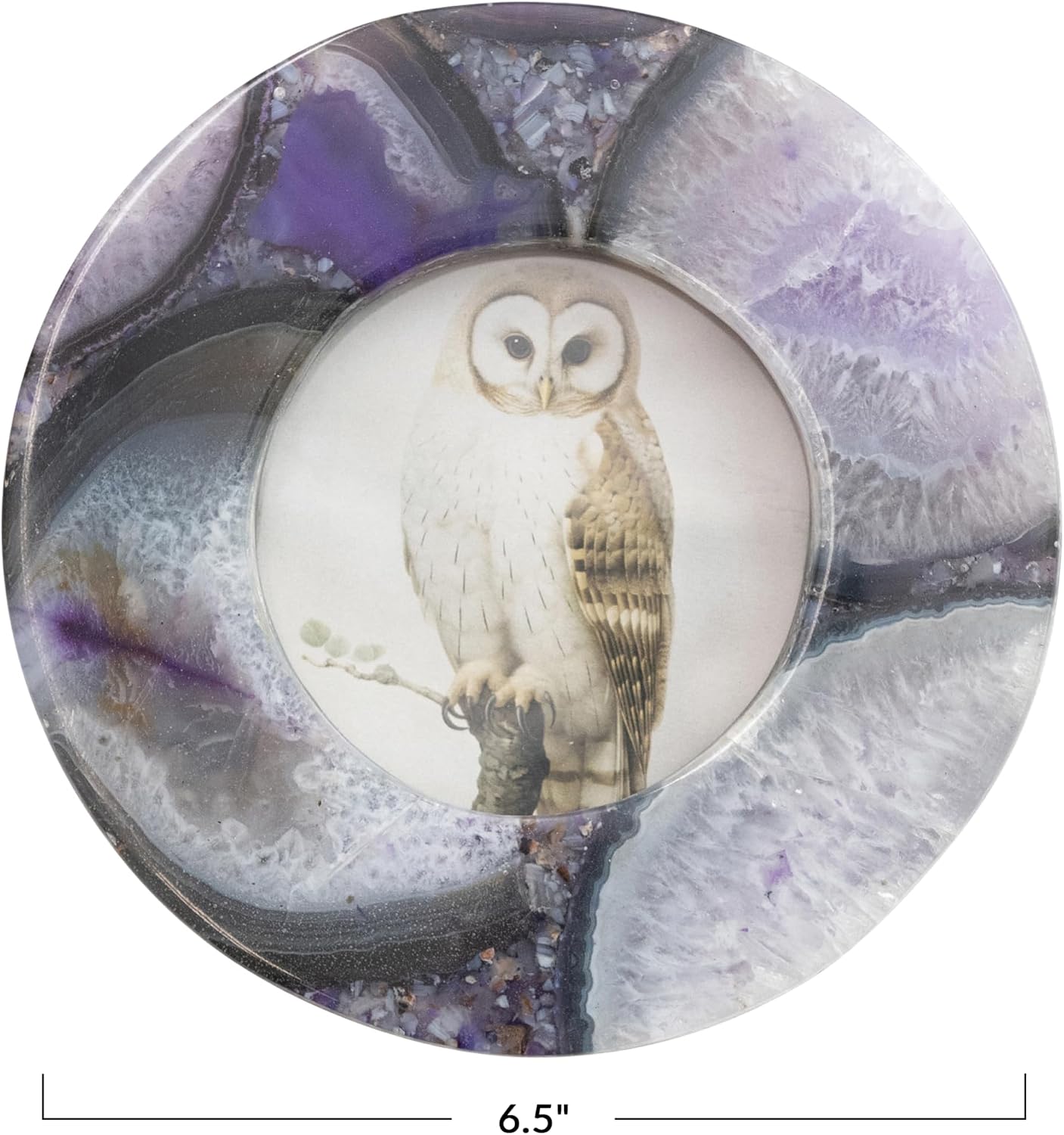 Creative Co-Op Round Agate Photo Frame, Purple