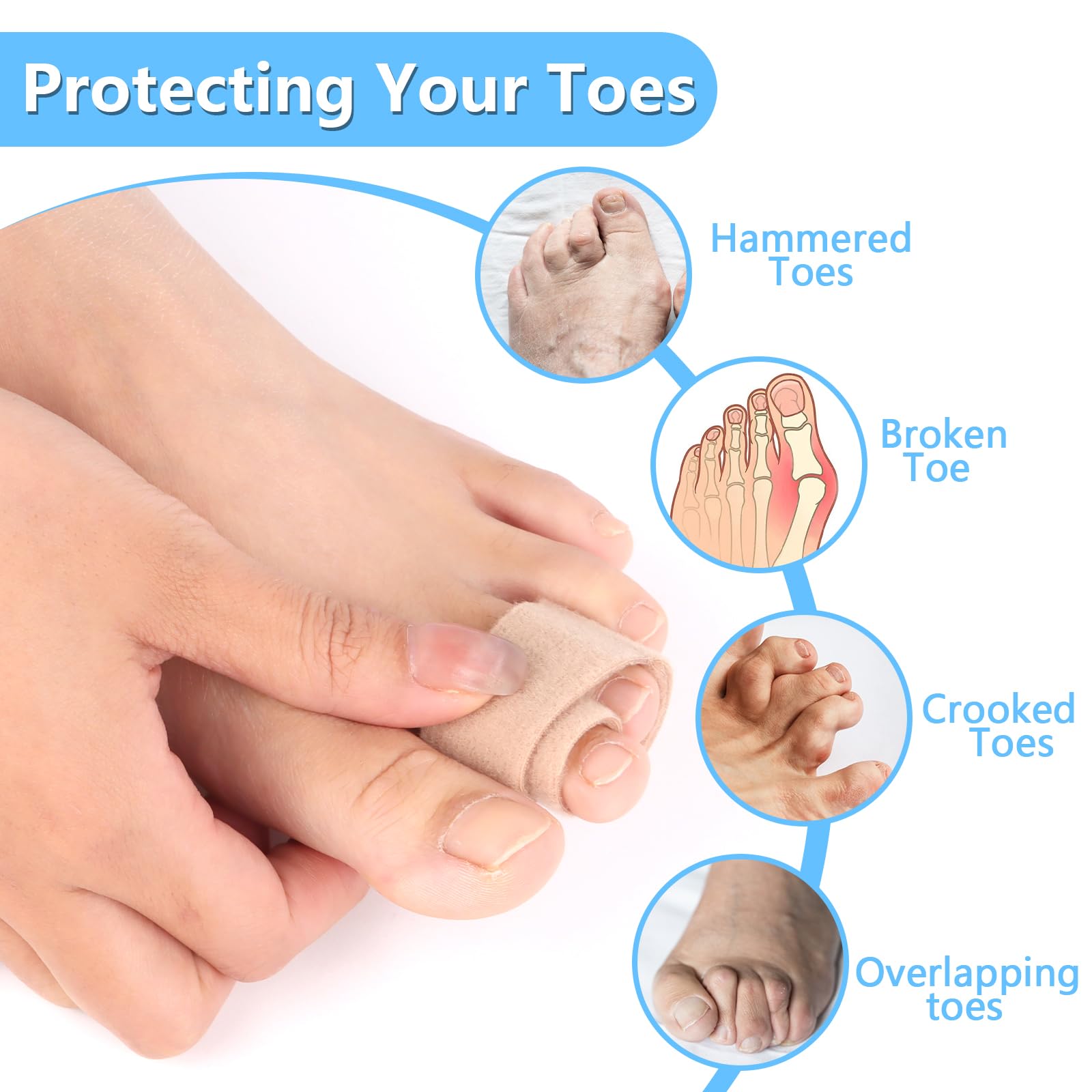 12 Piezas Corrector Dedo Martillo,Envolturas para los Dedos, Separador Dedos,Protectores Dedos Pie,Enderezadores Ferula de Dedo Pie Vendajes Acolchados,para Dedos Rotos y Dedos Torcidos