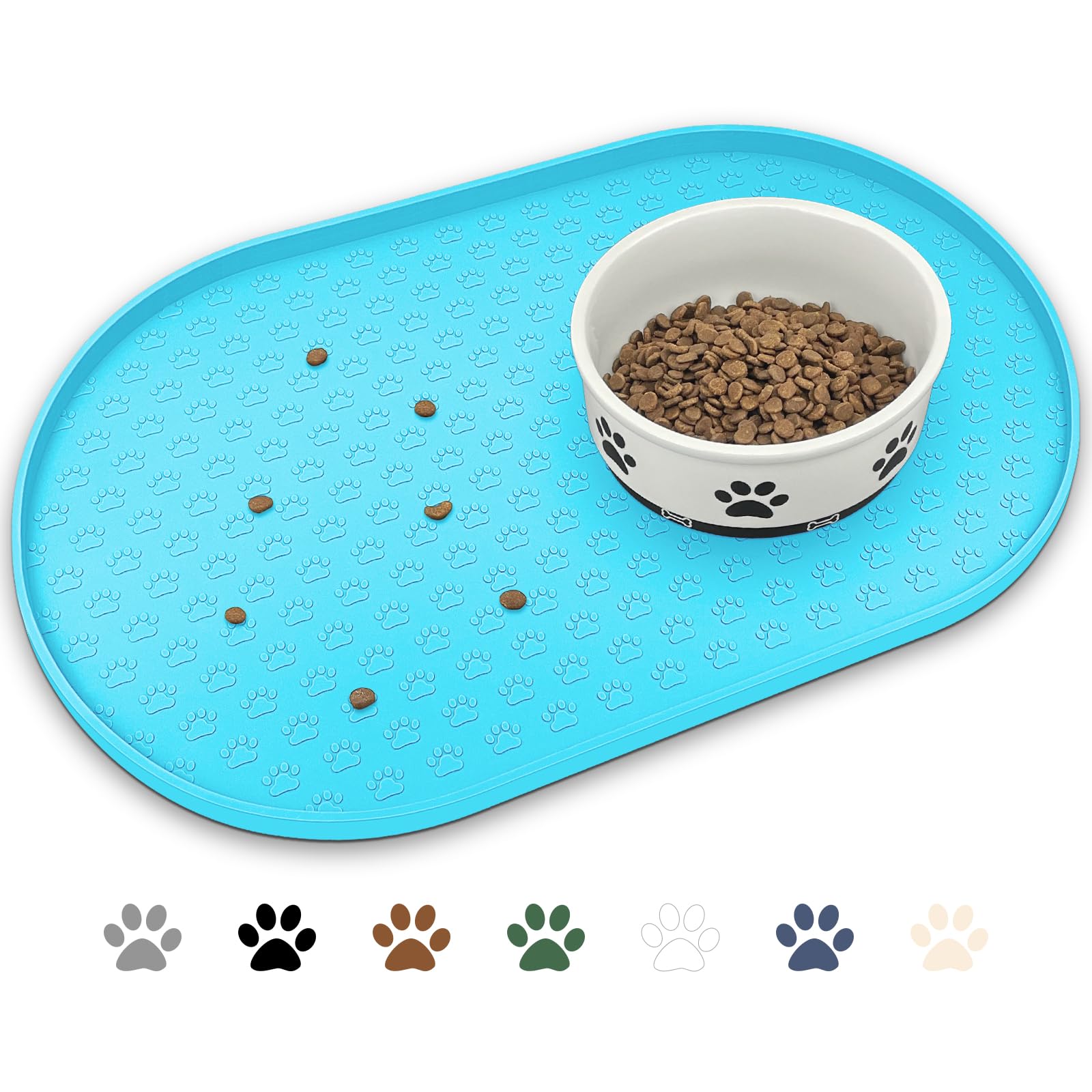 KPWACD Dog Food Mat Anti-Slip Bowl Mats for Food and Water, High-Lips Waterproof Pet Placemat Prevent Messy Spills to Floor, Silicone Puppy Feeding Trays for Large Medium Small Dogs Cats