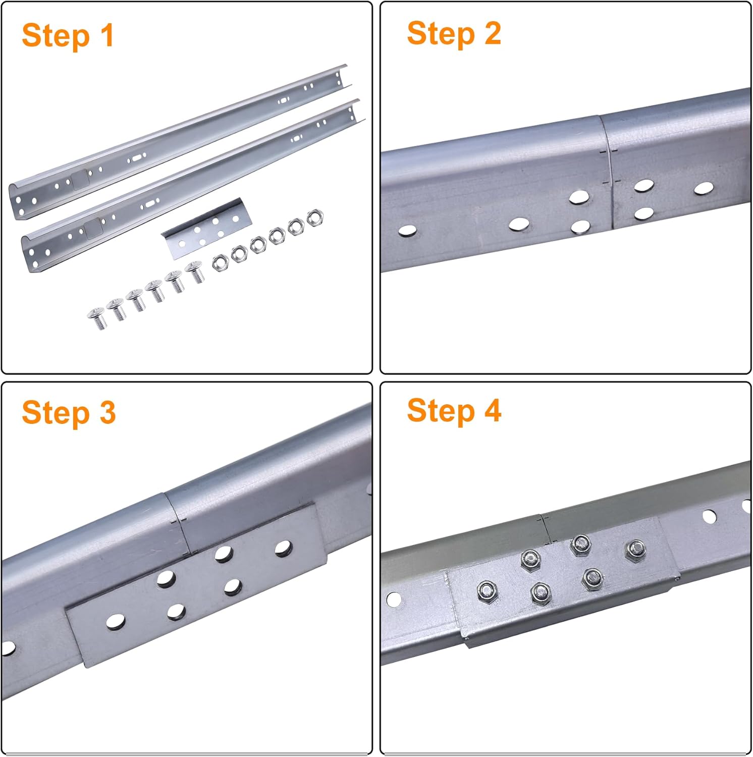 Heavy Duty 1 Pair Garage Door Vertical Track Kit with Connecting Plates and Screws, 7ft Galvanized Steel, 76" Length, Fits 2" Rollers, 4x38"
