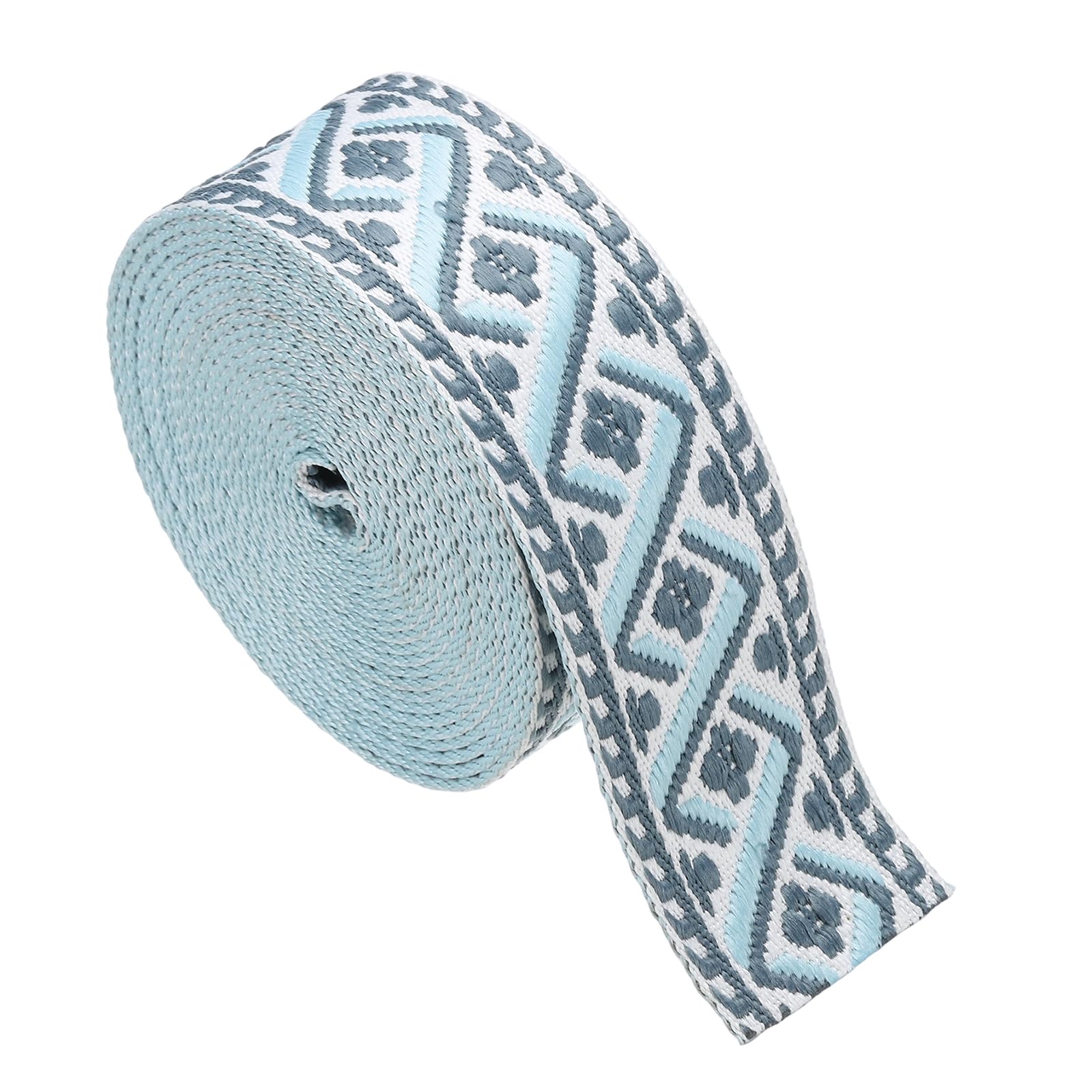 Sangle jacquard de 38 mm bleu et gris pour relooker votre sac