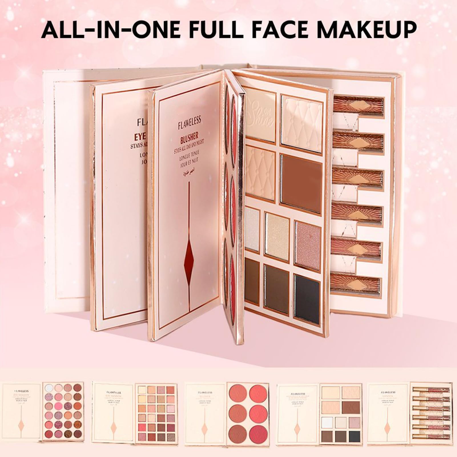 Palette Di Ombretti 48 Colori Effetto Antisfumatura E Luminoso | Trucco A Forma Di Libro Per Donne Ragazze Halloween Adolescenti Ogni Giorno Feste Viaggio Uso Quotidiano