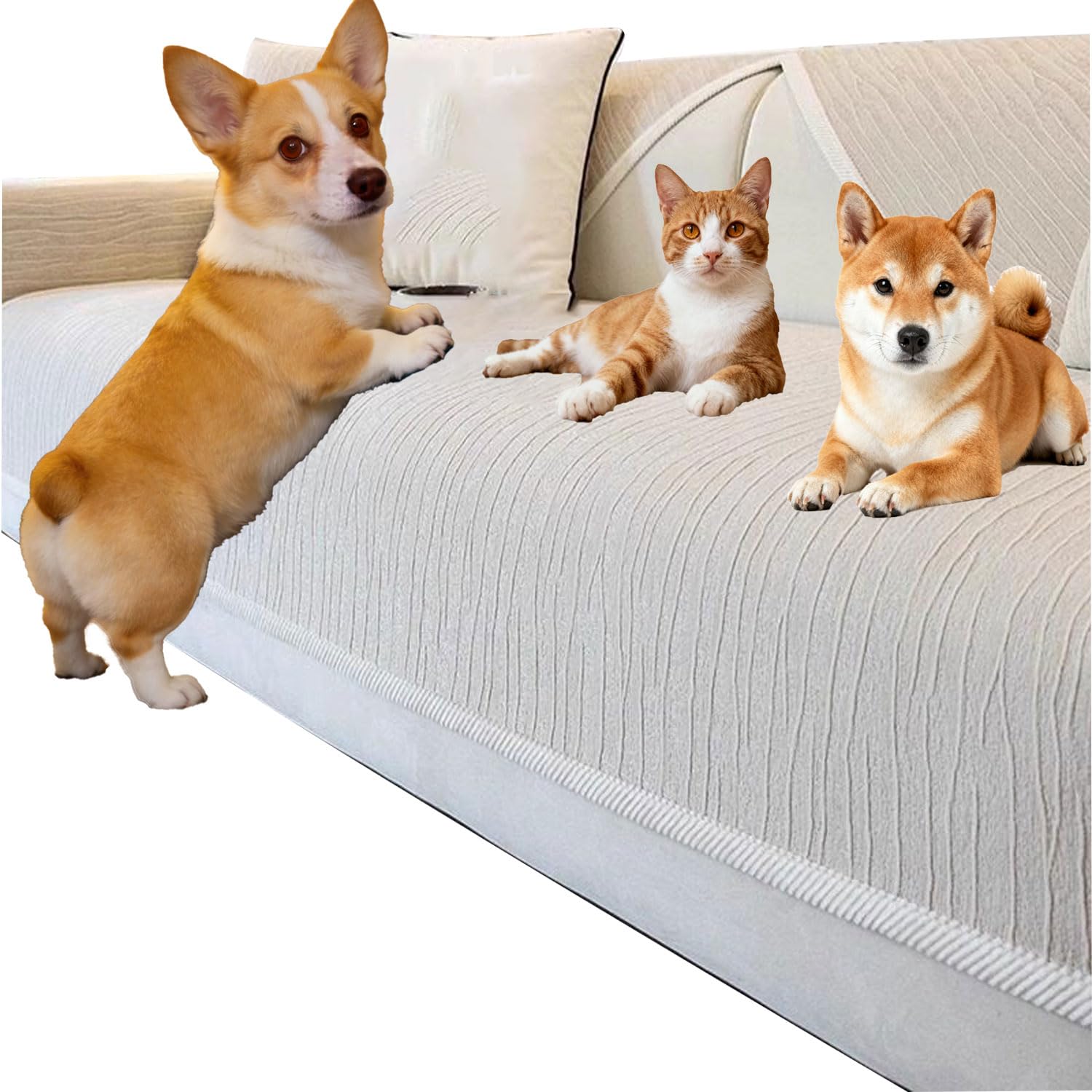 Housse de canapé en fourrure lavable contre les poils de chien et taches de chat café