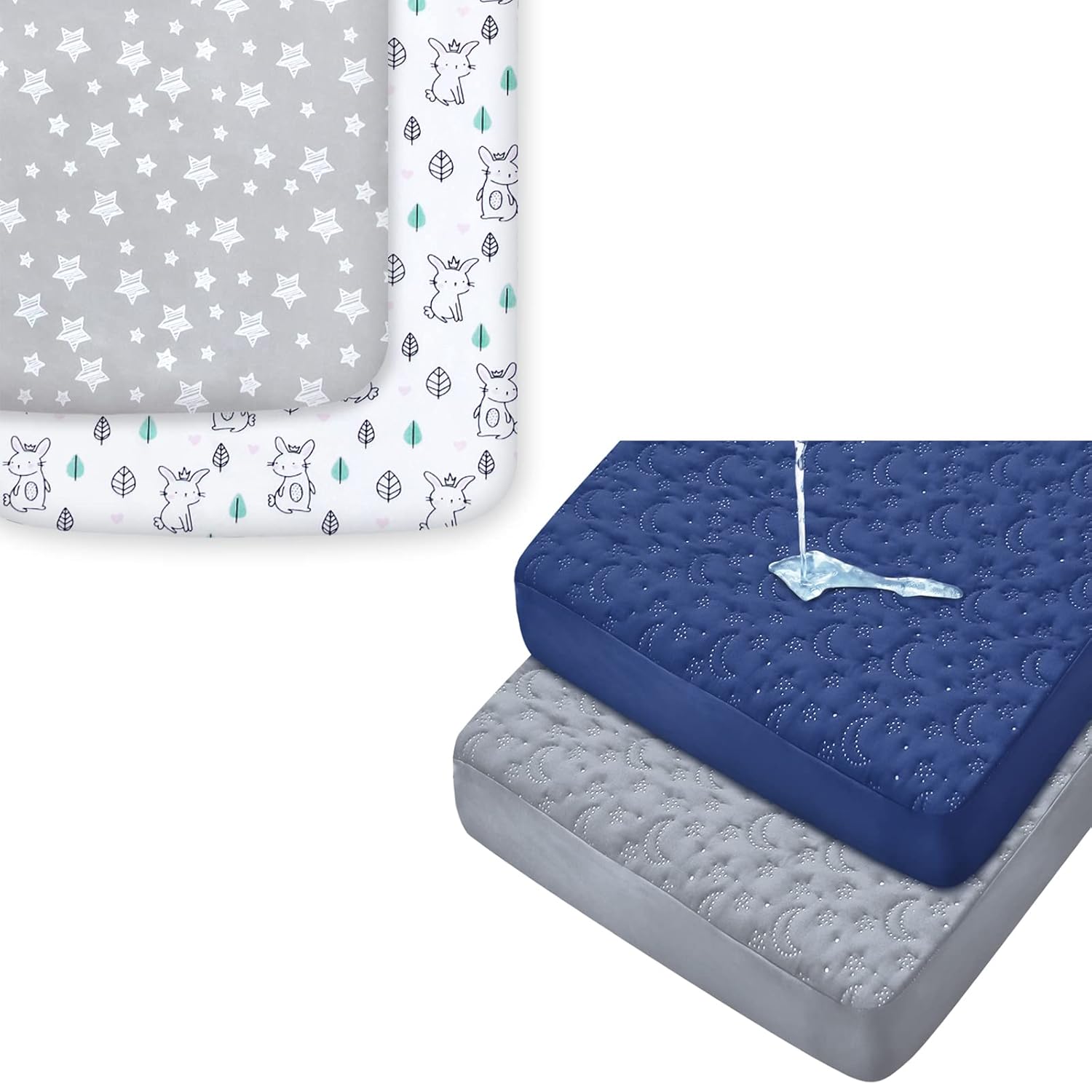 Pack and Play Sheets, 2 Pack Mini Crib Sheets and Pack N