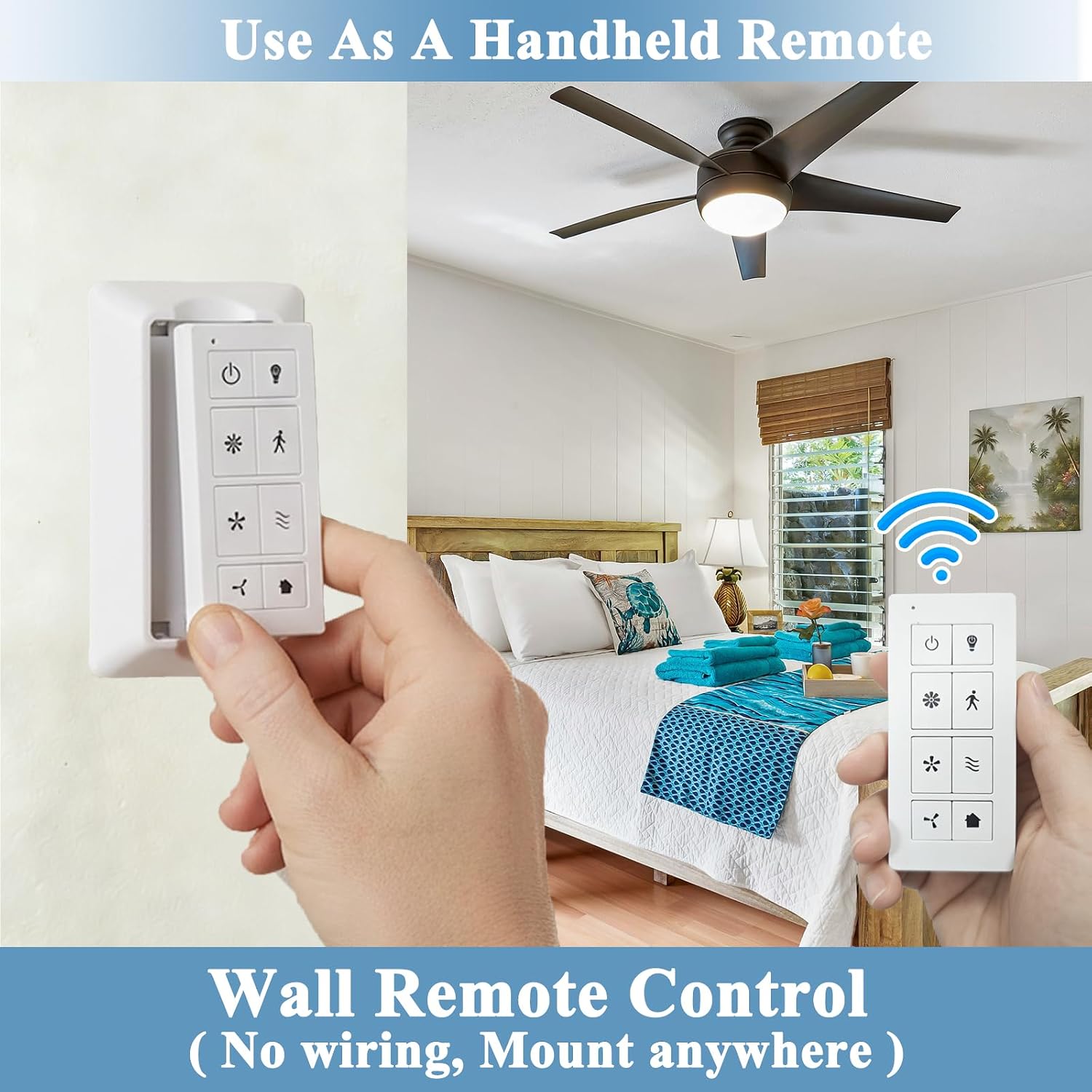 Ceiling Fan Remote Control Replacement for Harbor Breeze,Prominence, Wall Remote Control - 3 Speed Wall Mount with Light Dimmer, 304.25MHz Compatible with TR326A, 2AQZU-18007, 2AQZU-18052(Remote Only)