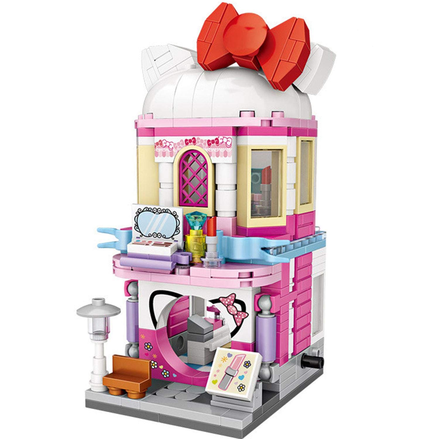 Blocks Set Assemble DIY Toy Miniature Peti Model Handmade Street Series Kit Gift for Birthday Makeup Shop Theme 371Pcs