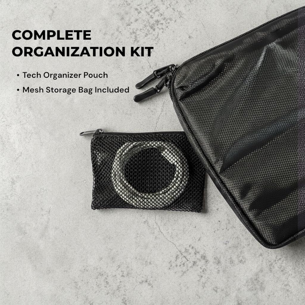 Nomad Tech Travel Organizer – Compact Cable & Charger Organizer with High-Visibility Interior, Travel Tech Pouch for Cords, Chargers & Accessories
