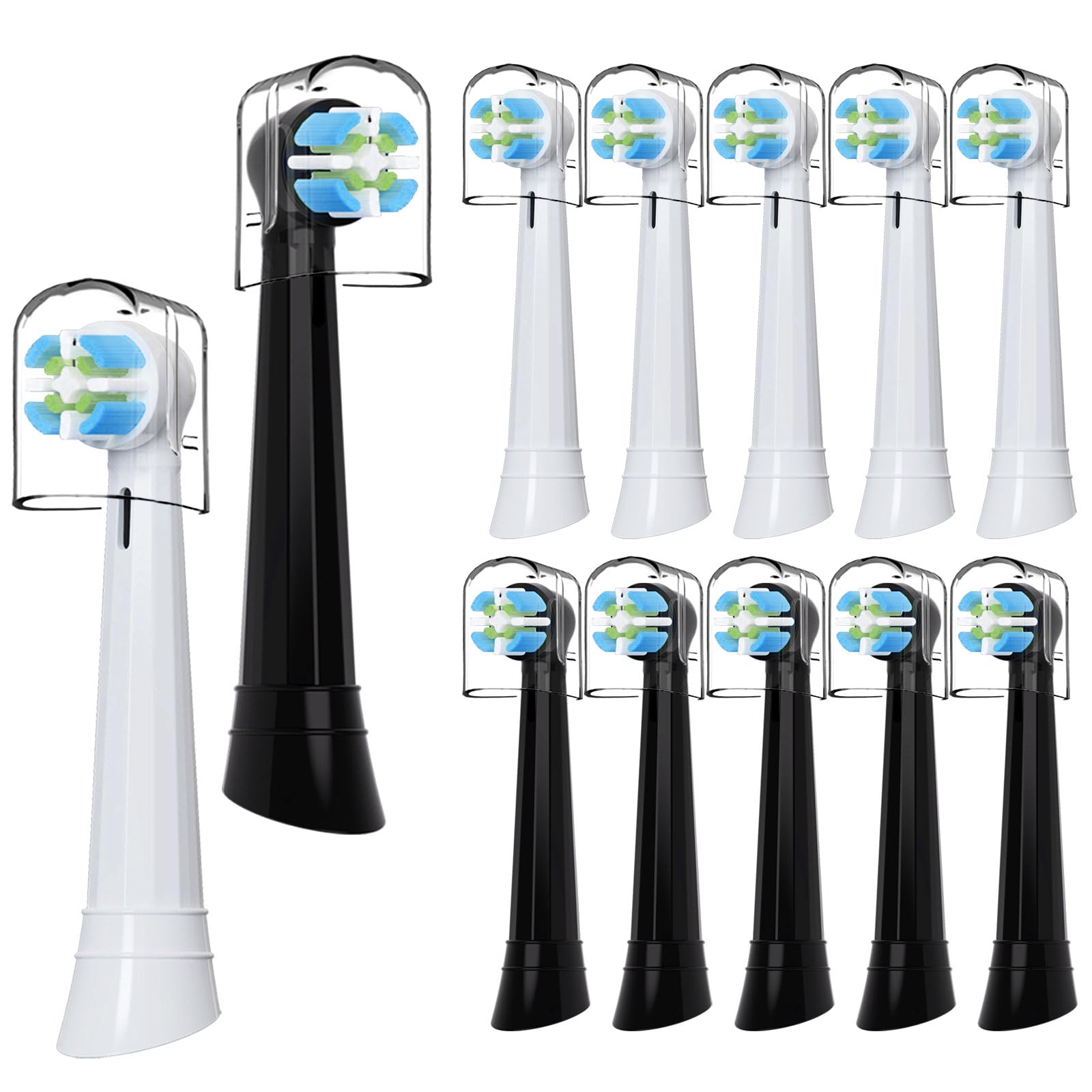 Toothbrush Replacement Heads Compatible with Oral B iO Series Electric Toothbrush, 12 Pack (White+Black) Soft Bristles Replacement Toothbrush Heads for iO 10/9/8/7/6/5/4/3 Series