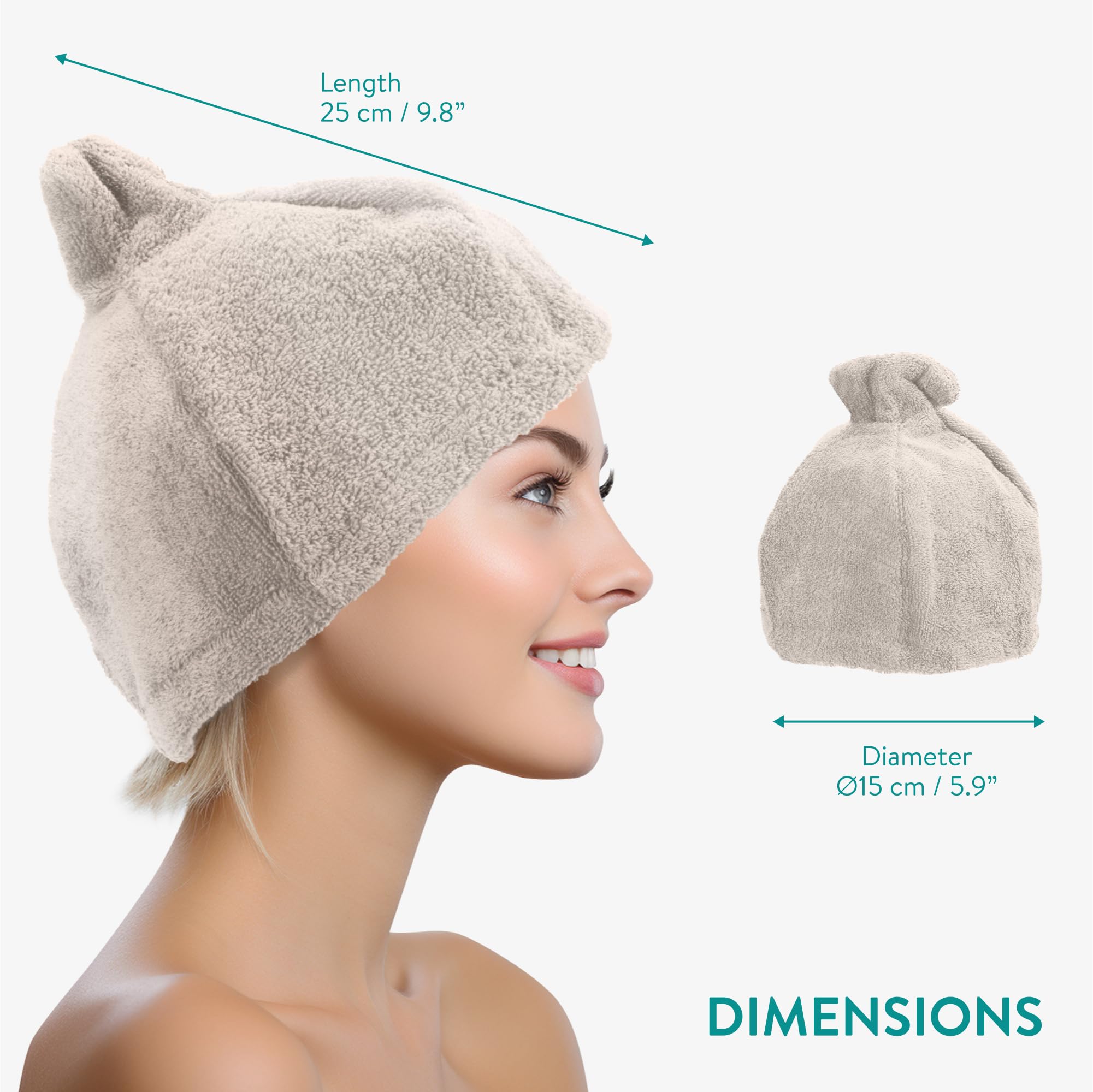 Bonnet de sauna 100% coton éponge 25 x 15 x 3 cm - Accessoire sauna spa hammam résistant à la chaleur