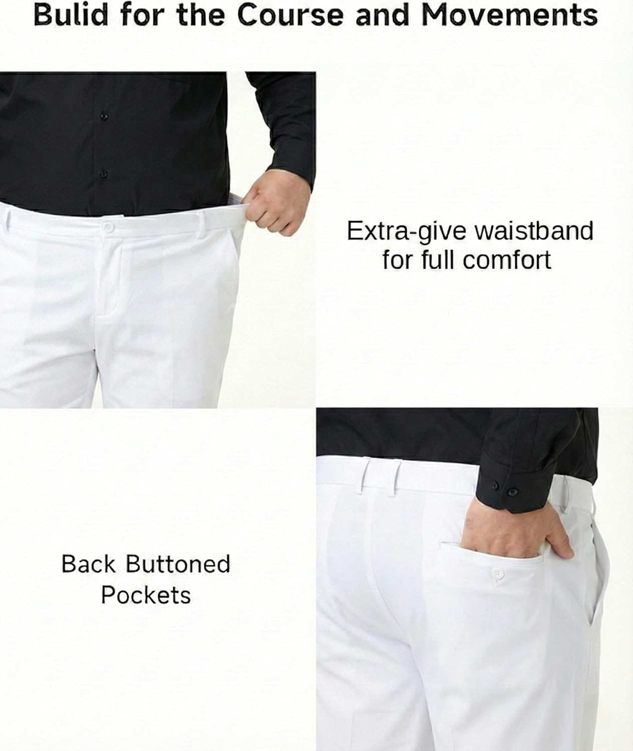 Mens Classic Fit Golf Pants Stretch Dress Pants 30''/32''/34'' Lightweight Casual Suit Pants with Pockets - Image 5