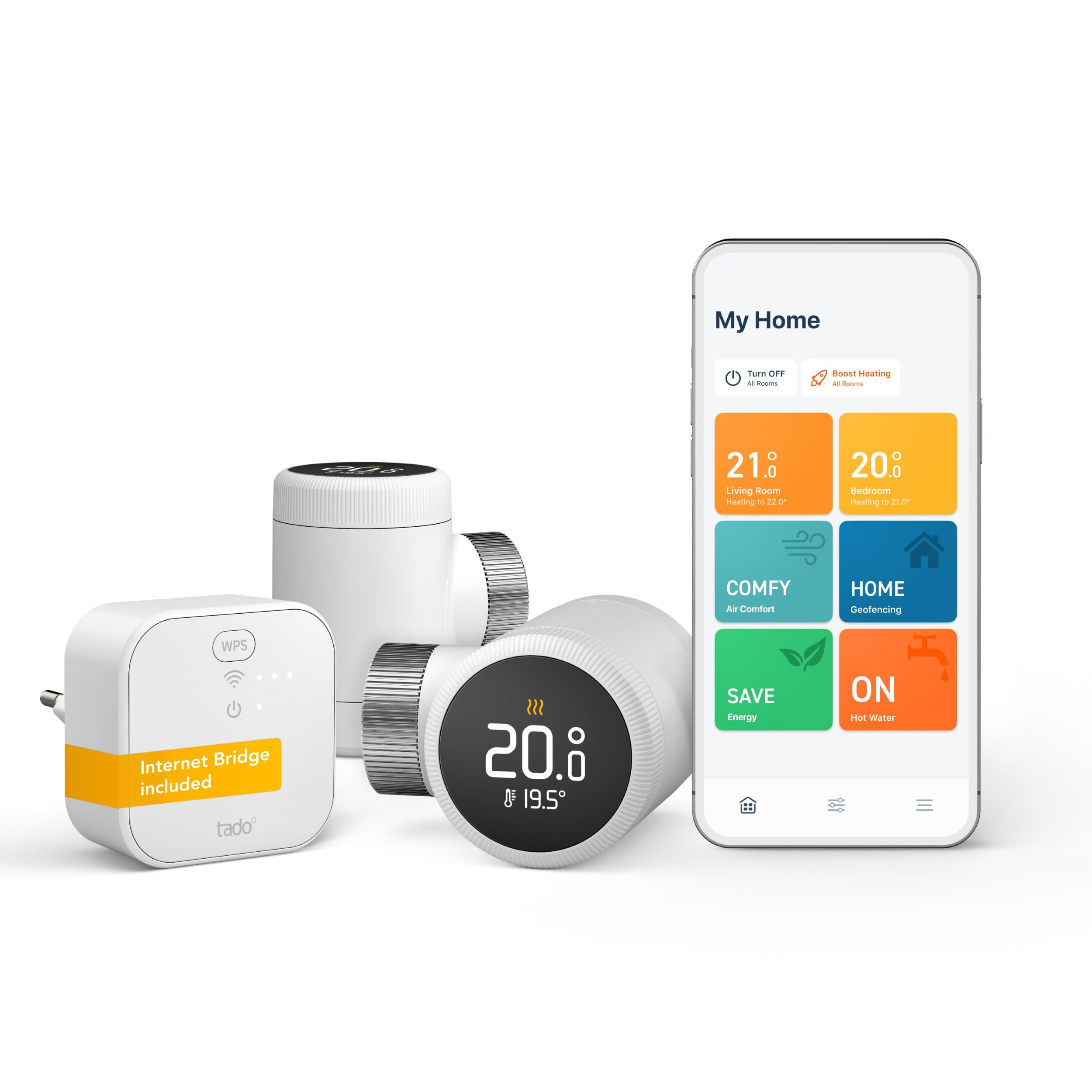 Tado White Tado° Smart Radiator Thermostat X – Starter Kit With Bridge X, Heating Control Via App And Smart Speaker (Alexa, Siri, Google Assistant), Save Heating Costs, Diy Installation