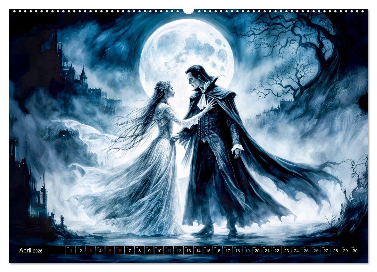 Finsternis der Vampire - Mystischer düsterer Fantasy Kalender (hochwertiger Premium Wandkalender 2026 DIN A2 quer), Kunstdruck in Hochglanz: ... einzigartigen Kalender (CALVENDO Glaube)