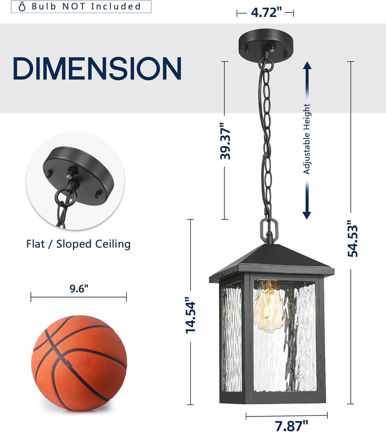 FEMILA Dusk to Dawn Outdoor Pendant Lights for Porch, 14.5" Mondern Pendant Hanging Light Fixture for Porch, Front Door, Kitchen Island, Adjustable Height, 4FYX101HL PC BK SW