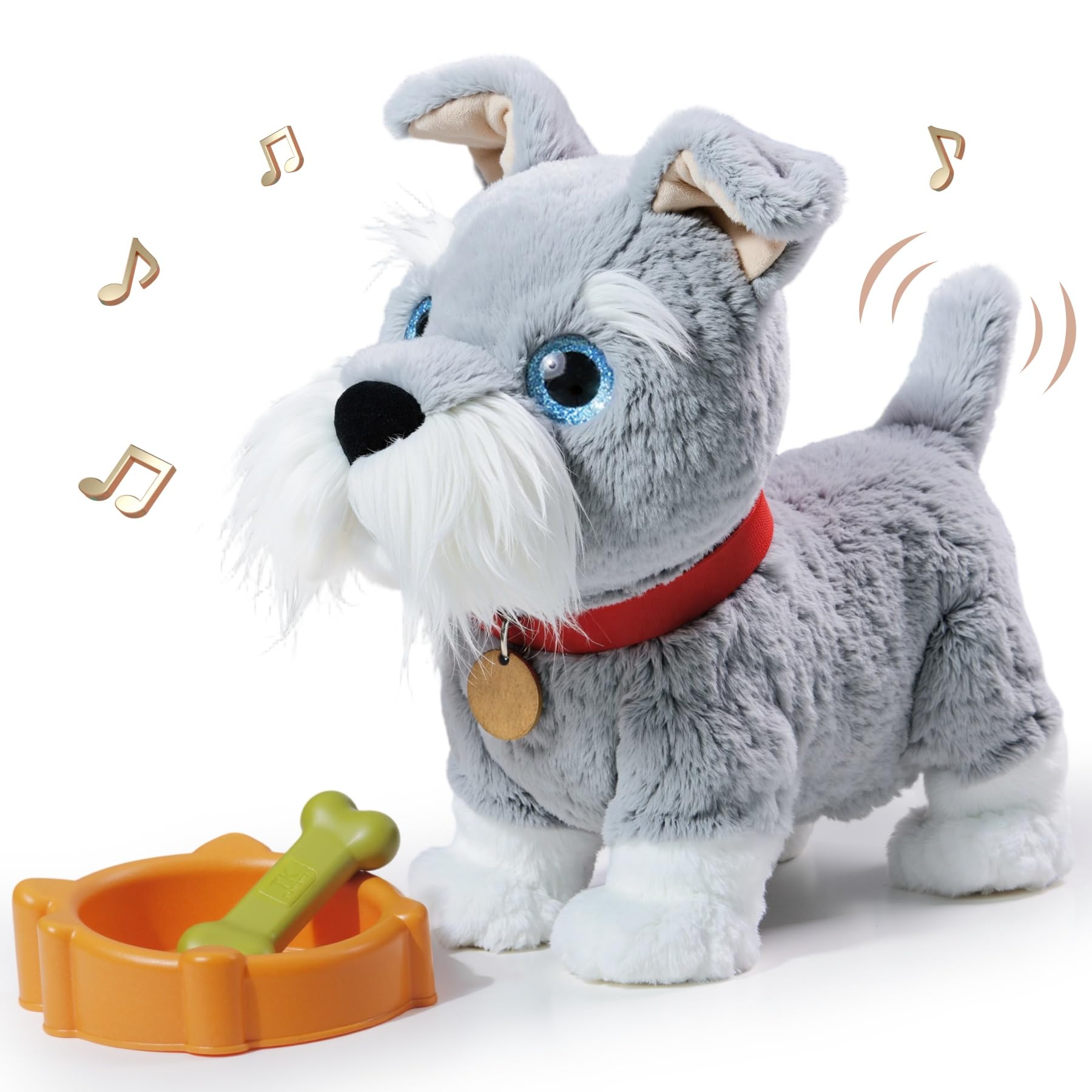 TUMAMA KIDS Interactive Dog Toy Children 6 Music, Walking Dog with Sound Control of Running and Belling, Voice Control Play Dog Children's Toy from 2 3 4 5 6, Cuddling Dogs - Walking, Barking, Singing