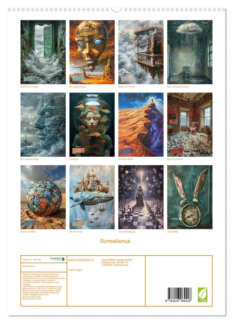 Surrealismus (hochwertiger Premium Wandkalender 2026 DIN A2 hoch), Kunstdruck in Hochglanz: Fantasievolle Bilder aus einer Traumwelt - KI generiert (CALVENDO Kunst)