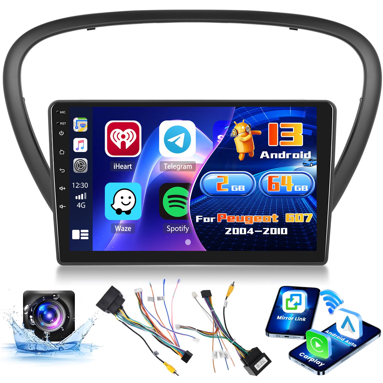 Inefala 2G+64G 9'' Android 15 Radio pour Peugeot 607 2004-2010