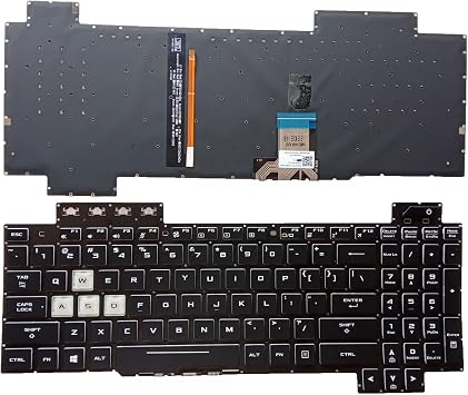 Laptop Replacement US Laptop Keyboard for ASUS TUF Gaming FX505 FX505D FX86 FX86G Backlit White Key US RGB Backlit Black