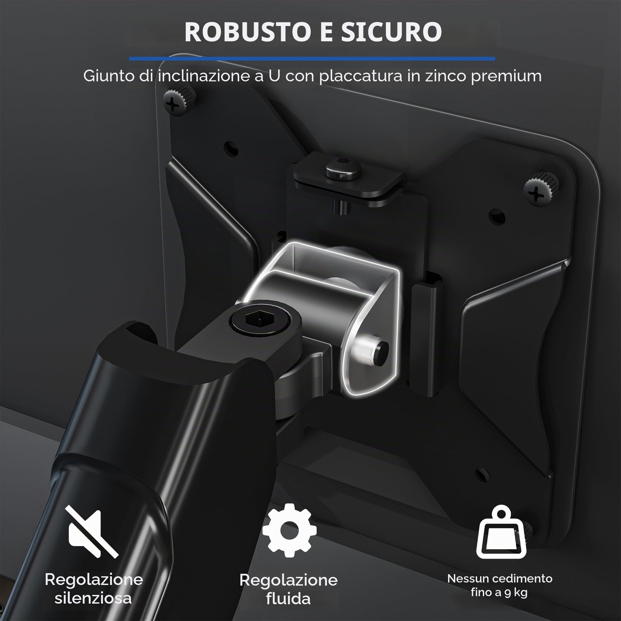 BONTEC Supporto per monitor 13-32 Pollici con braccio monitor a molla a gas regolabile, compatibile con monitor gaming e schermo PC fino a 9 kg, VESA 75/100 mm, rotazione 360°, altezza regolabile