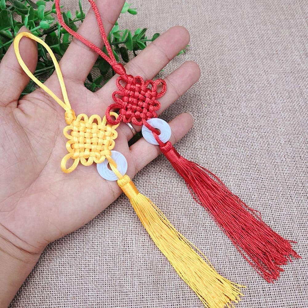 2Pcs Red Chinese Knot Lucky Jade Charm Fortune Tassels Hanging Pendant for Luck, Wealth, Health, Success - New Year's Gifts, Spring Festival Car Home Decor for Friends, Family, Lover
