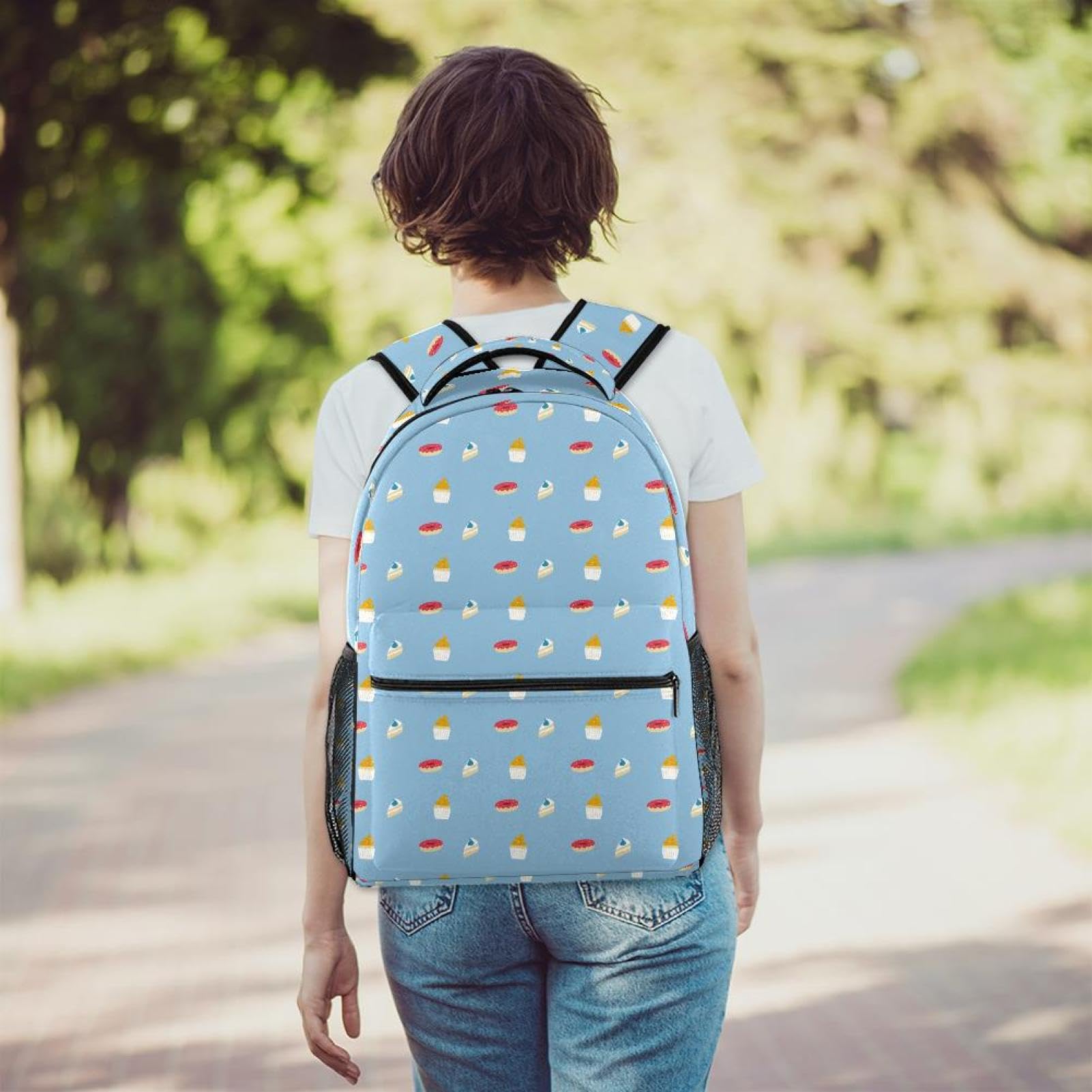 Zaino scolastico di grande capacità per libri, dessert, cupcake, ciambelle, zaino da viaggio, per computer portatile, impermeabile, per adolescenti, ragazze, ragazzi, adatto per notebook da
