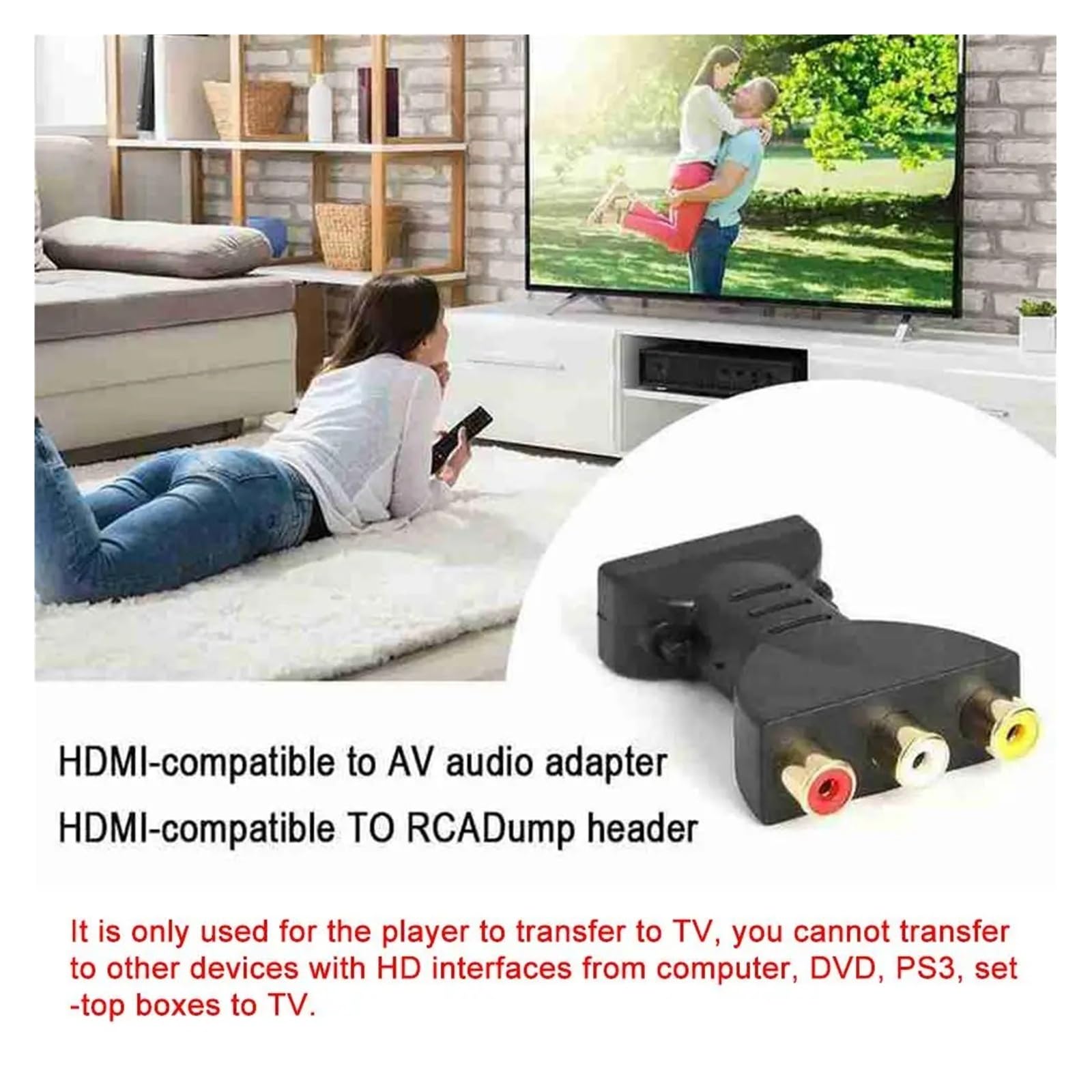 Convertitore da HDMI a AV 3RCA rosso, bianco e giallo, adattatore audio video