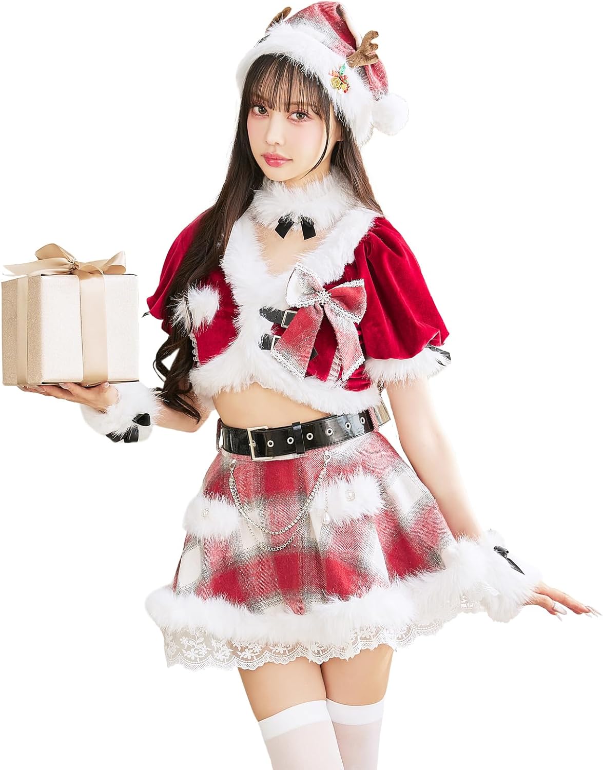 [Malymoon] コスプレ クリスマス サンタクロース 藤咲凪 中村里砂 チェック 赤 白 トナカイ セットア...
