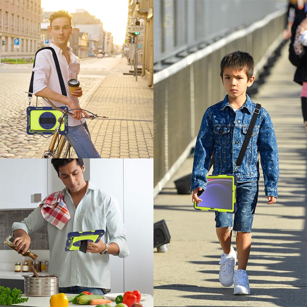 Coque de protection pour Samsung Galaxy Tab S10 Lite et S9 FE antichoc avec porte-stylo vert - 7