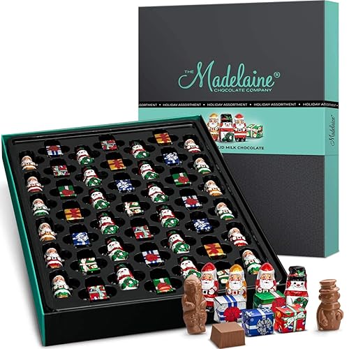 Madelaine - Caja de regalo de lujo de chocolate, extra grande, 45 piezas, diseño navideño de chocolate, ideal para empresas, clientes, canastas de